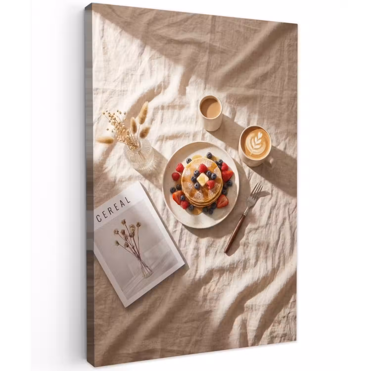 Pannenkoeken - Bessen - Ontbijt - Modern - Beige Tuinposter op houten frame 2 cm dik klein -3d