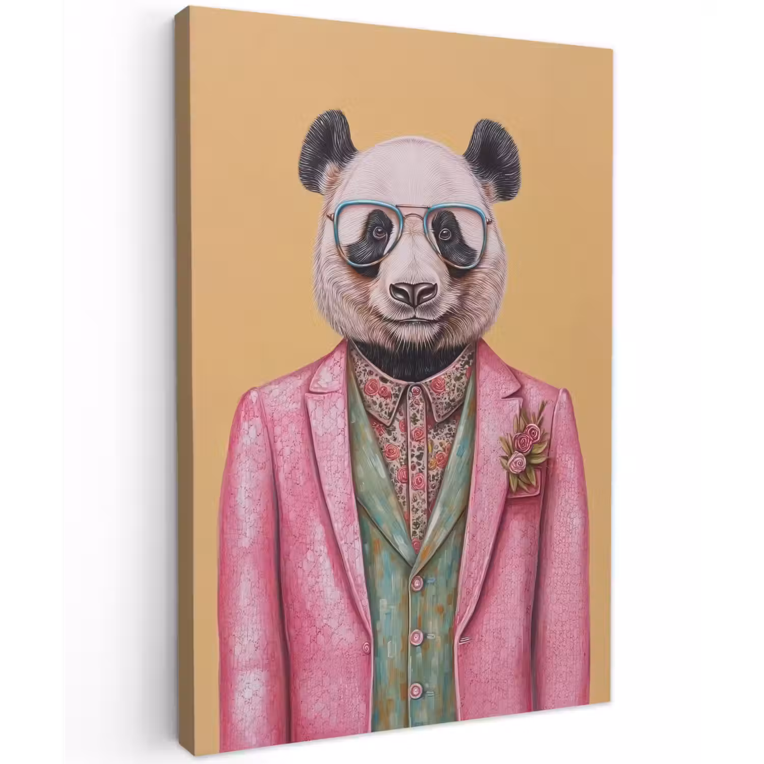 Panda - Pak - Zonnebril - Blauw Tuinposter op houten frame 2 cm dik klein -3d