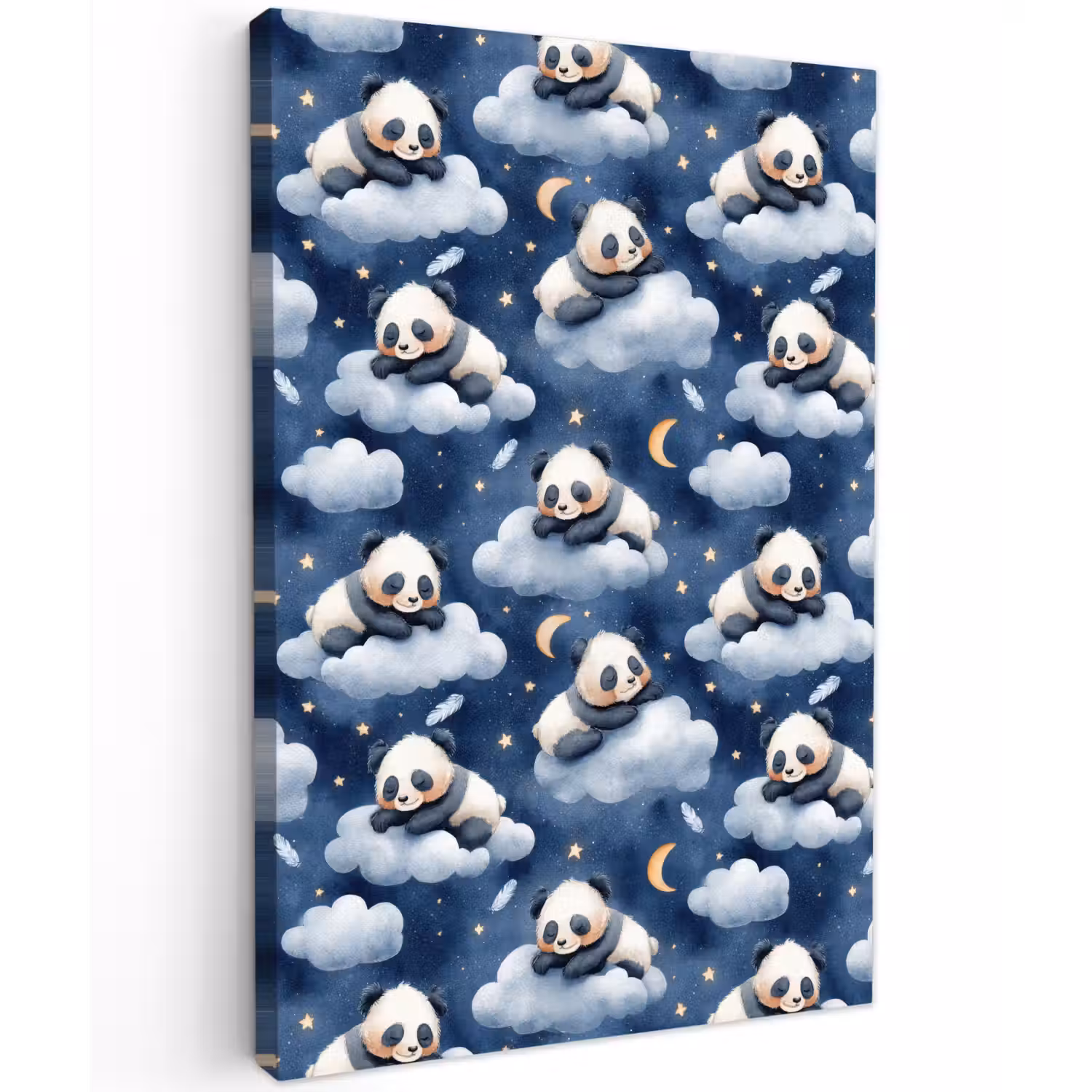 Panda's - Slapen - Blauw Tuinposter op houten frame 2 cm dik klein 841 -3d