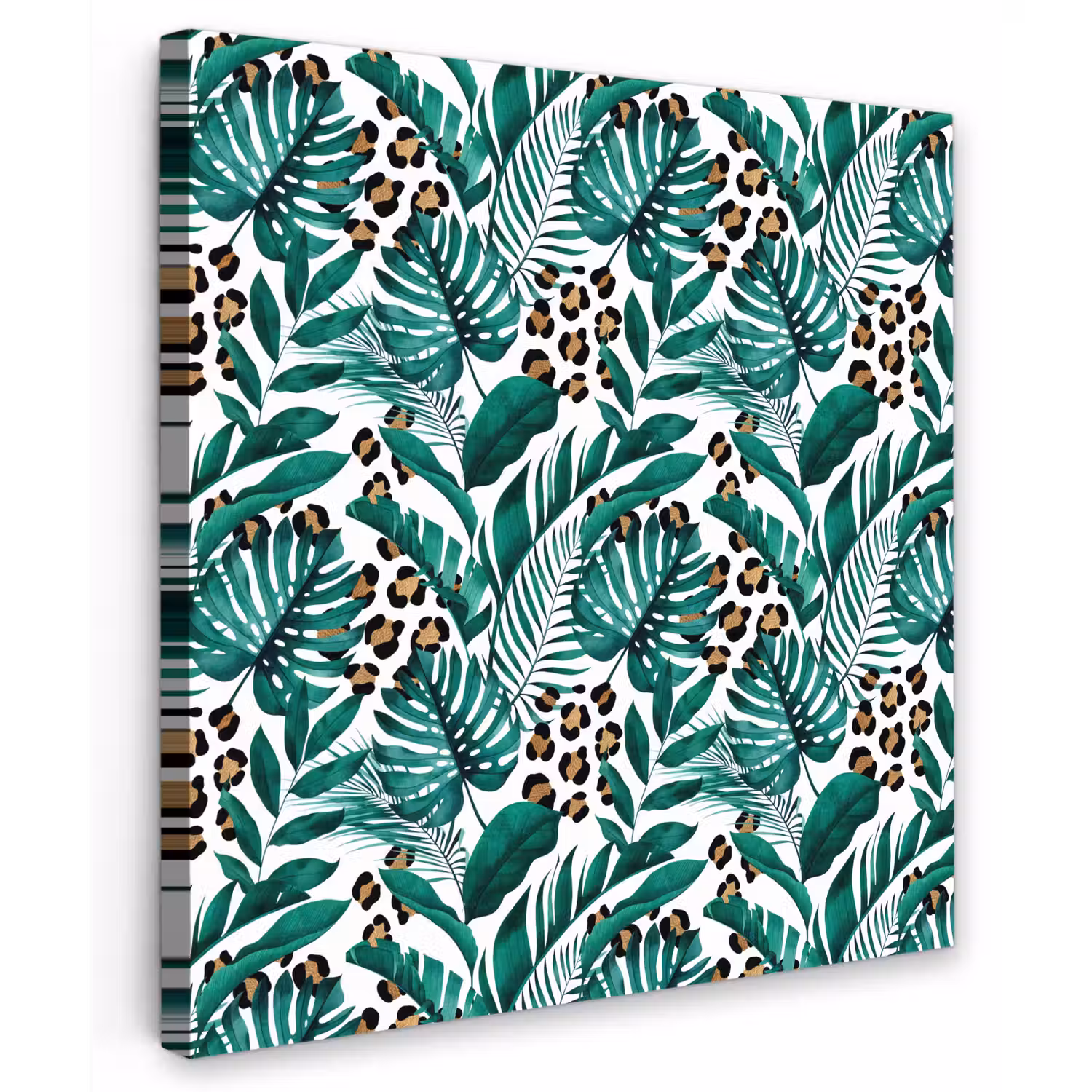 Inductie beschermer - Panterprint - Bladeren - Jungle - Afdekplaat voor kookplaat Tuinposter op houten frame 2 cm dik klein -3d