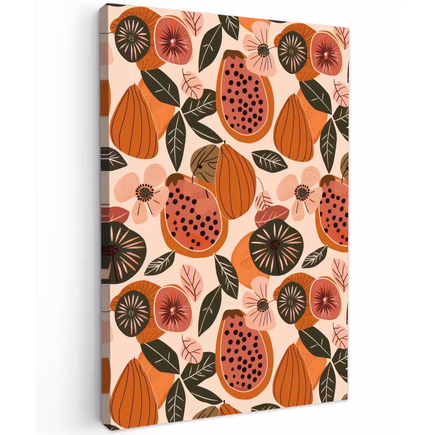 Papaja - Bloesem - Oranje Tuinposter op houten frame 2 cm dik klein 841 -3d