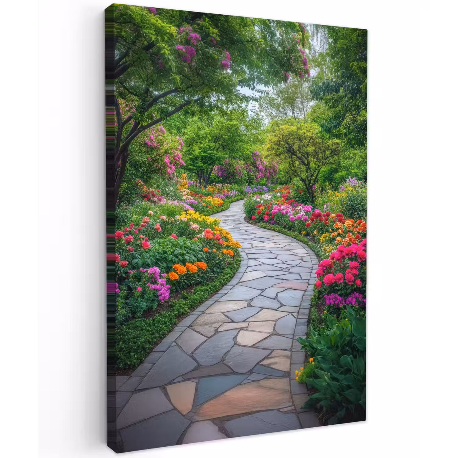 Park - Bloemen - Tuin Tuinposter op houten frame 2 cm dik klein -3d