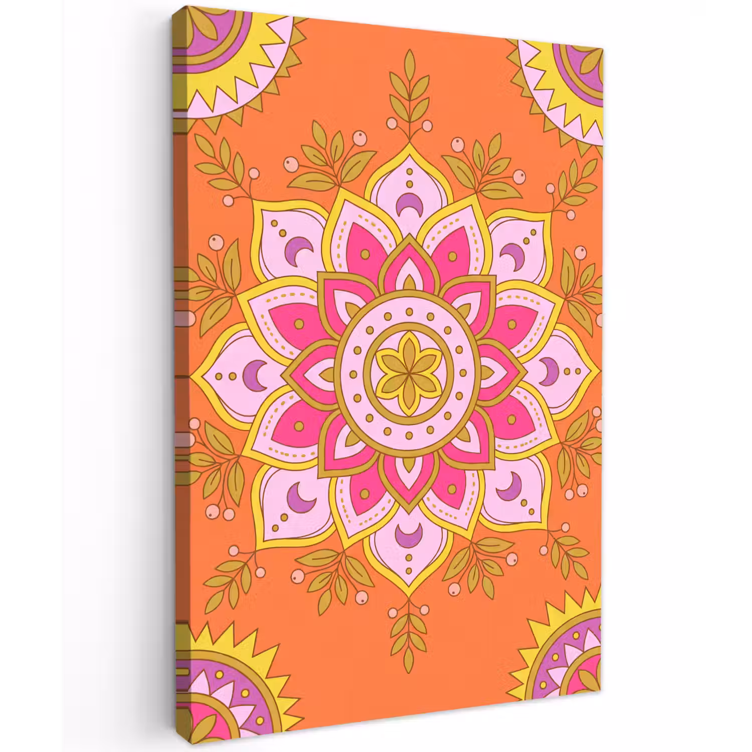 Patroon - Bloemmotief - Decoratie - Abstract - Roze Tuinposter op houten frame 2 cm dik klein -3d