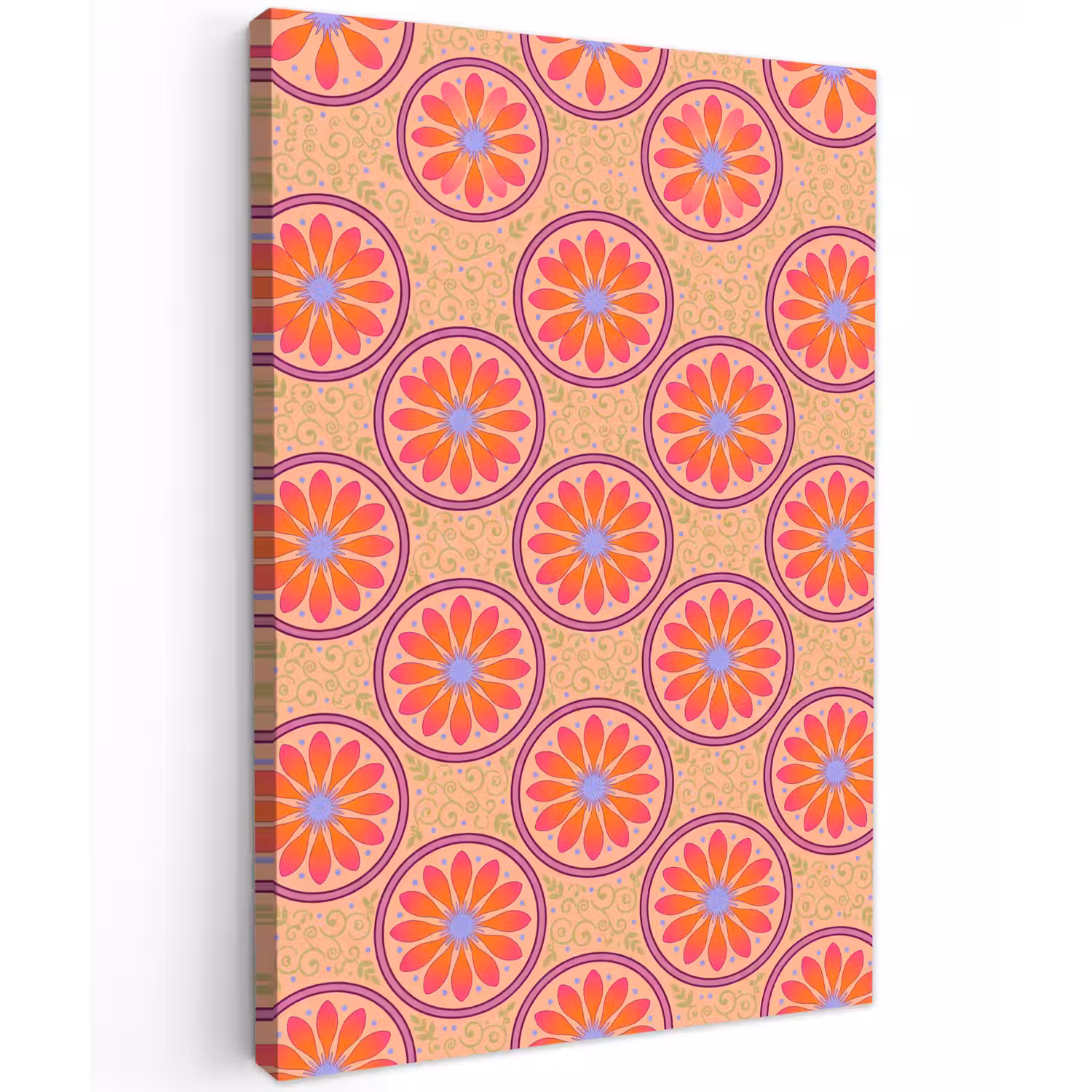 Patroon - Bloemen - Decoratief - Kleurrijk - Modern Tuinposter op houten frame 2 cm dik klein -3d