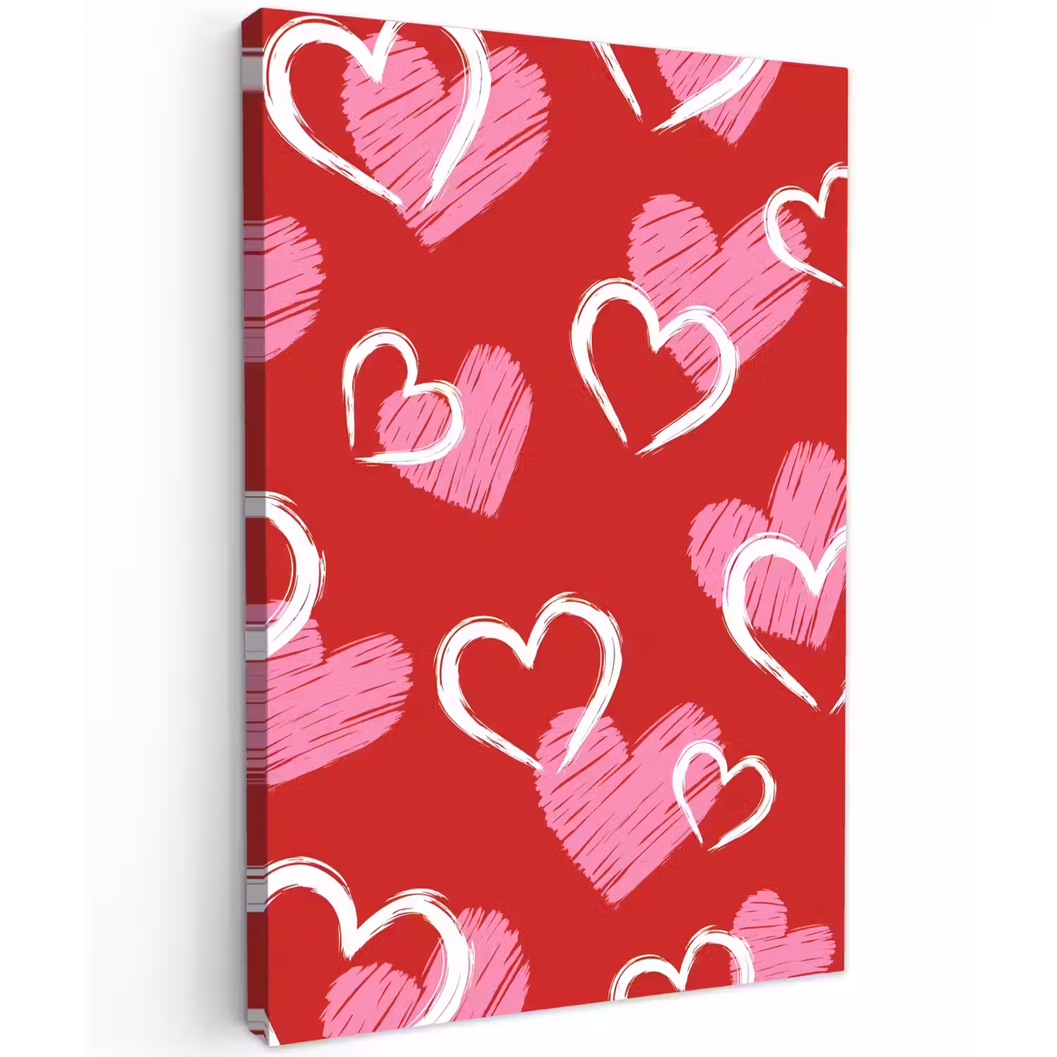 Patroon - Hartjes - Roze - Valentijn Tuinposter op houten frame 2 cm dik klein -3d