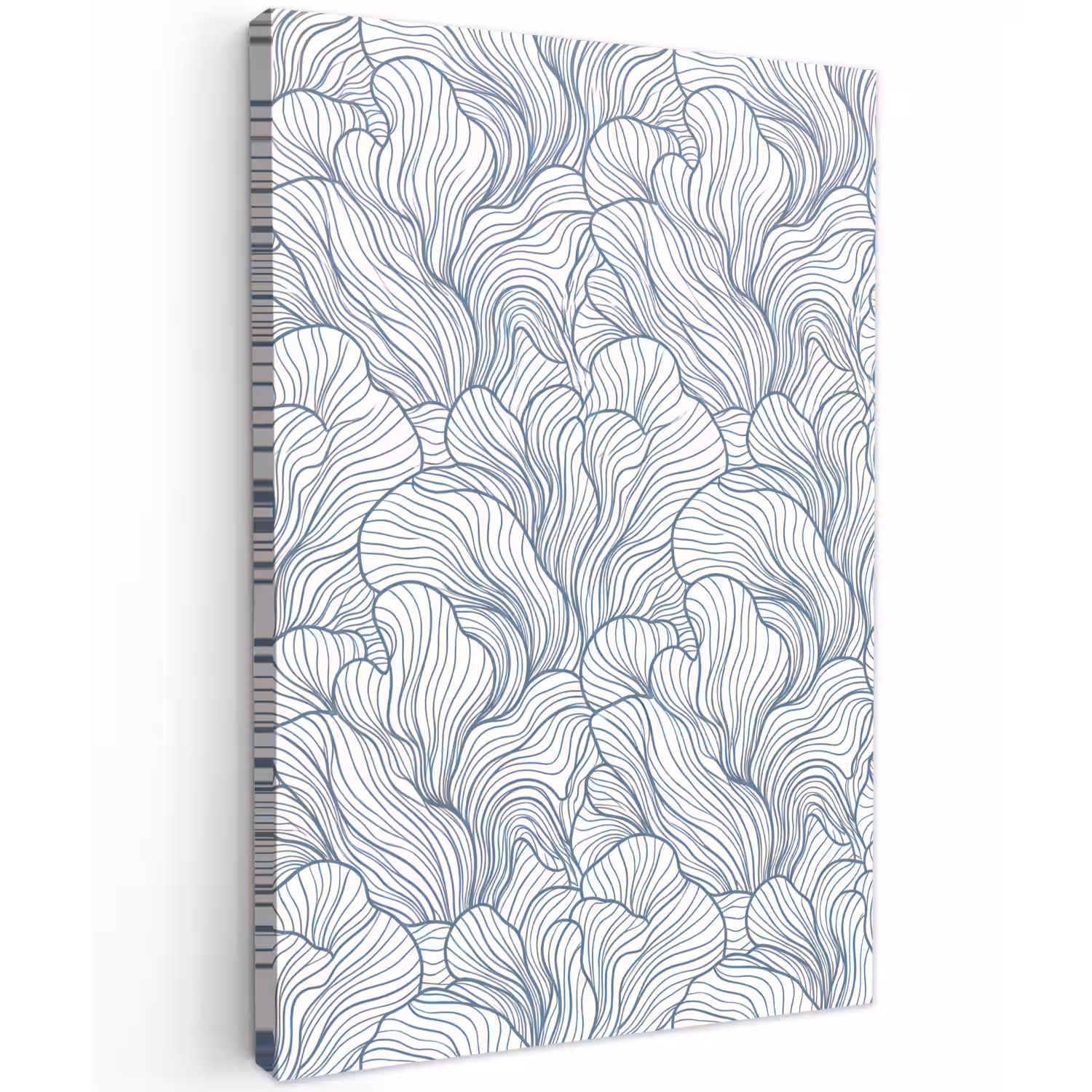 Patroon - Lijnen - Organisch - Abstract - Blauw Tuinposter op houten frame 2 cm dik klein -3d