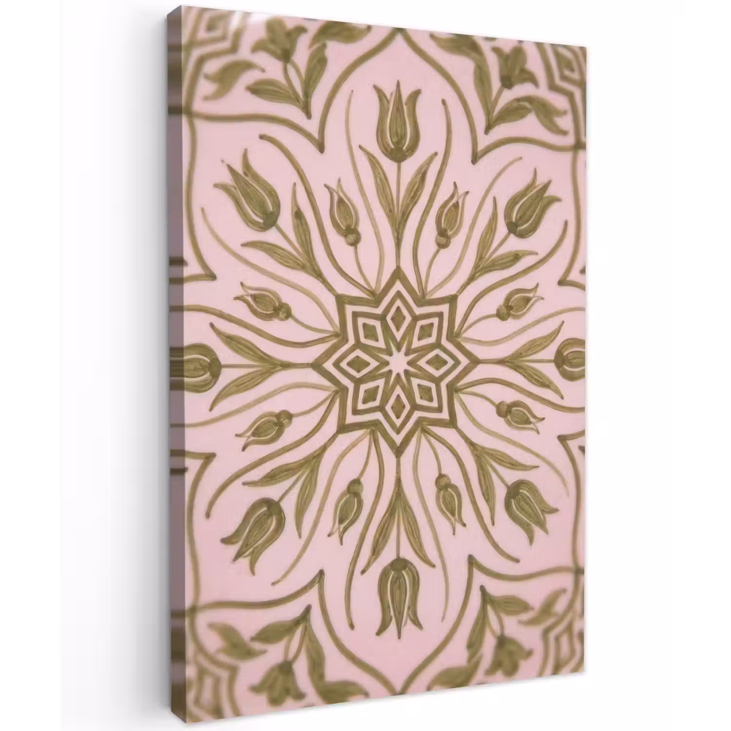 Patroon - Mandala - Decoratie - Abstract - Groen Tuinposter op houten frame 2 cm dik klein -3d