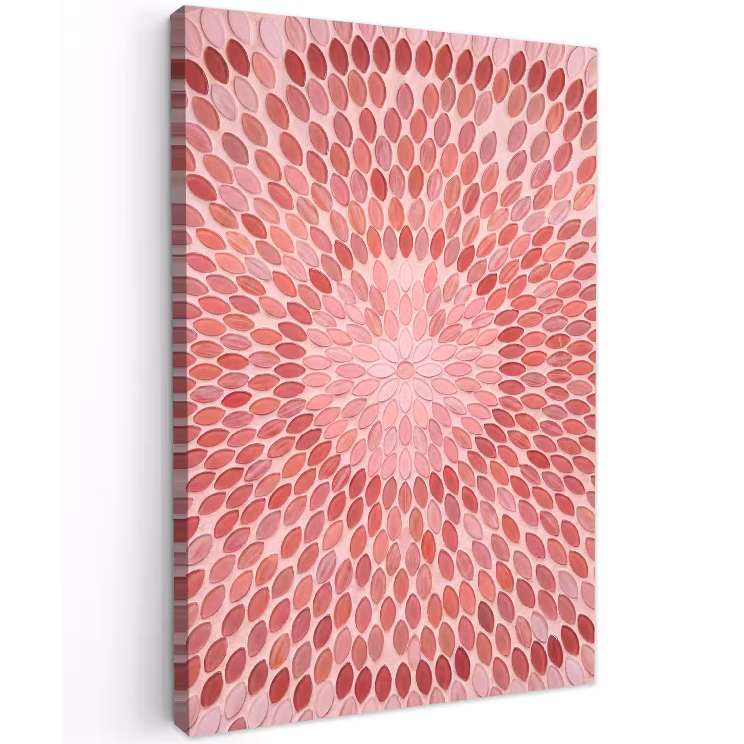 Patroon - Mozaïek - Ovaal - Abstract - Roze Tuinposter op houten frame 2 cm dik klein -3d