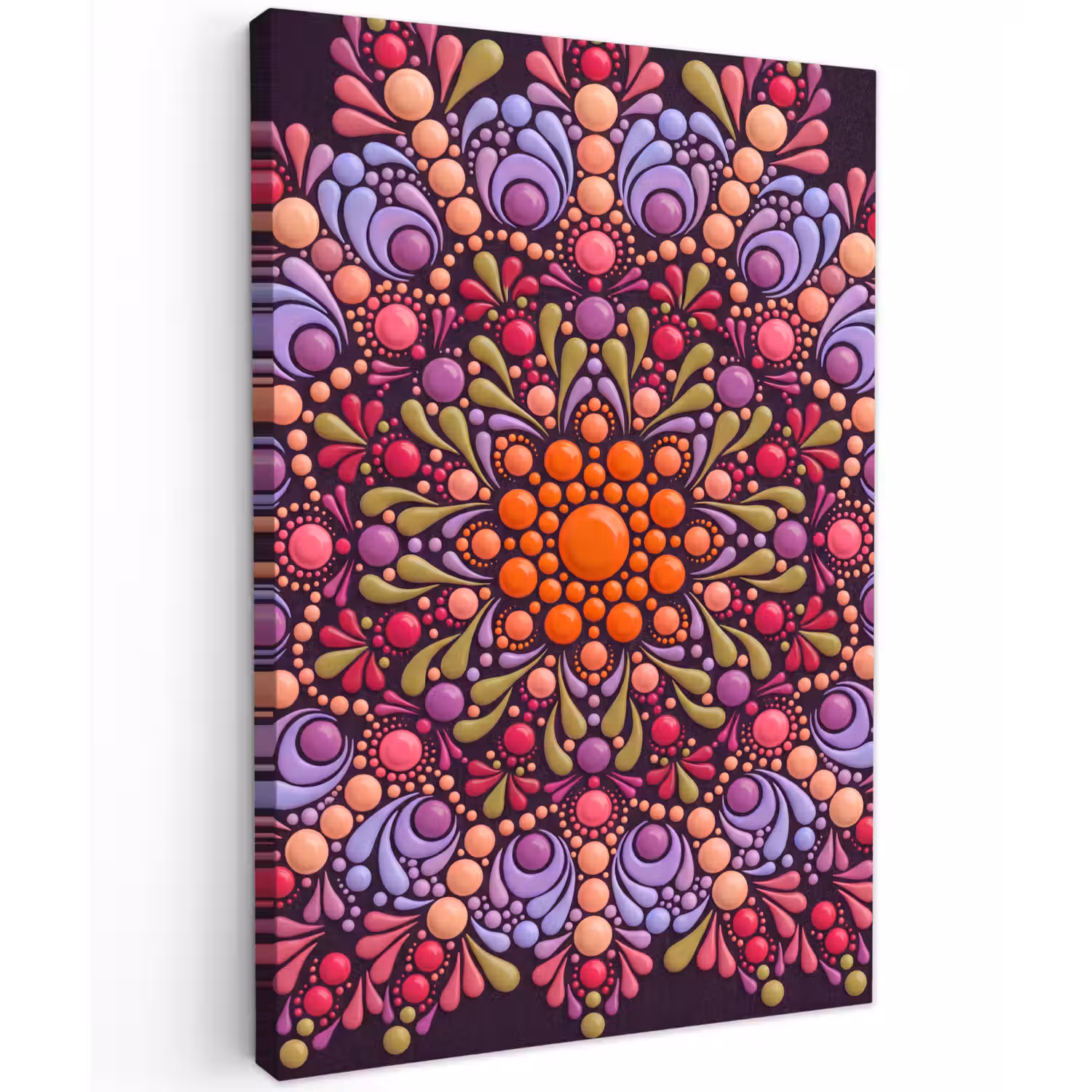 Patroon - Stippen - Abstract - Modern - Kleurrijk Tuinposter op houten frame 2 cm dik klein -3d