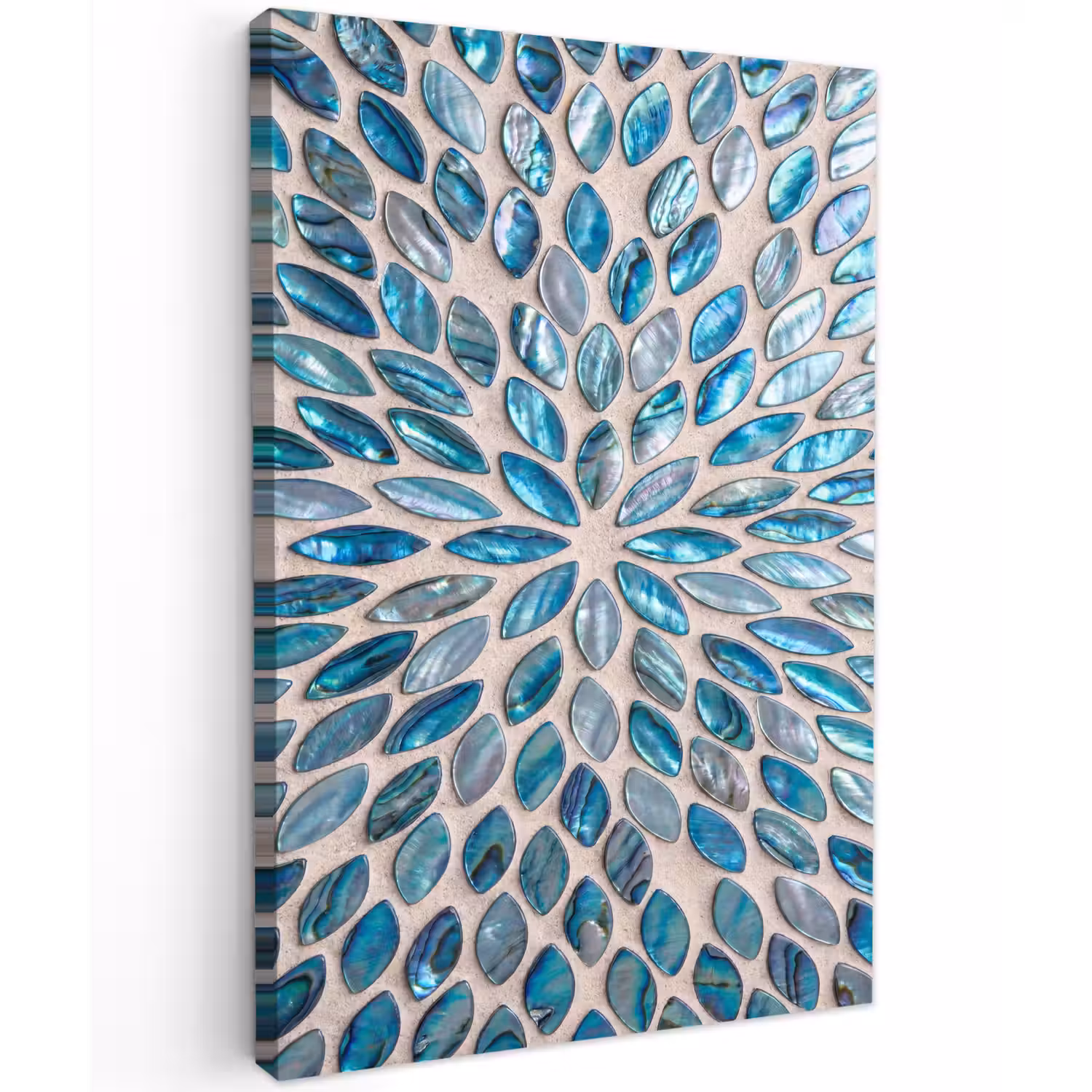 Patroon - Glans - Abstract - Blauw - Decoratie Tuinposter op houten frame 2 cm dik klein -3d