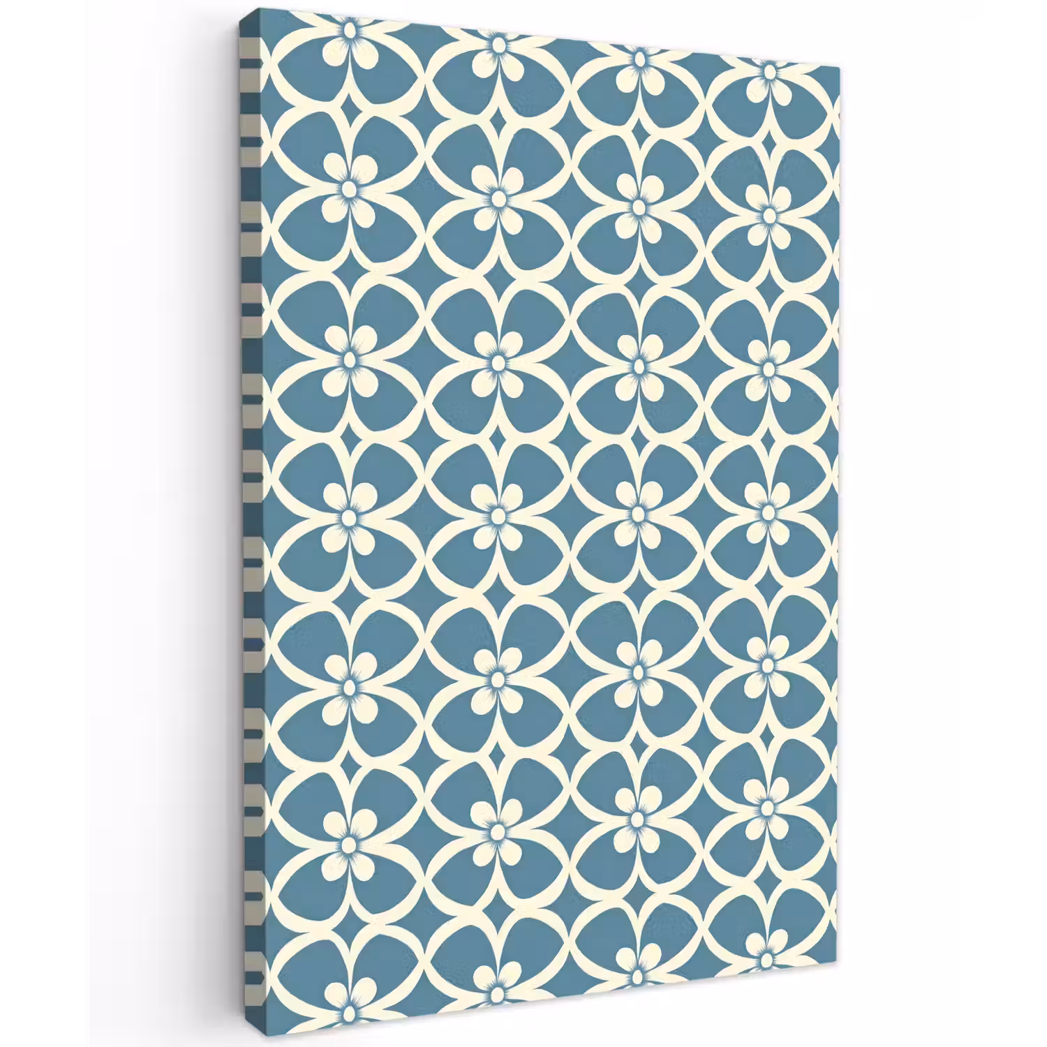 Patroon - Symmetrisch - Blauw Tuinposter op houten frame 2 cm dik klein 841 -3d