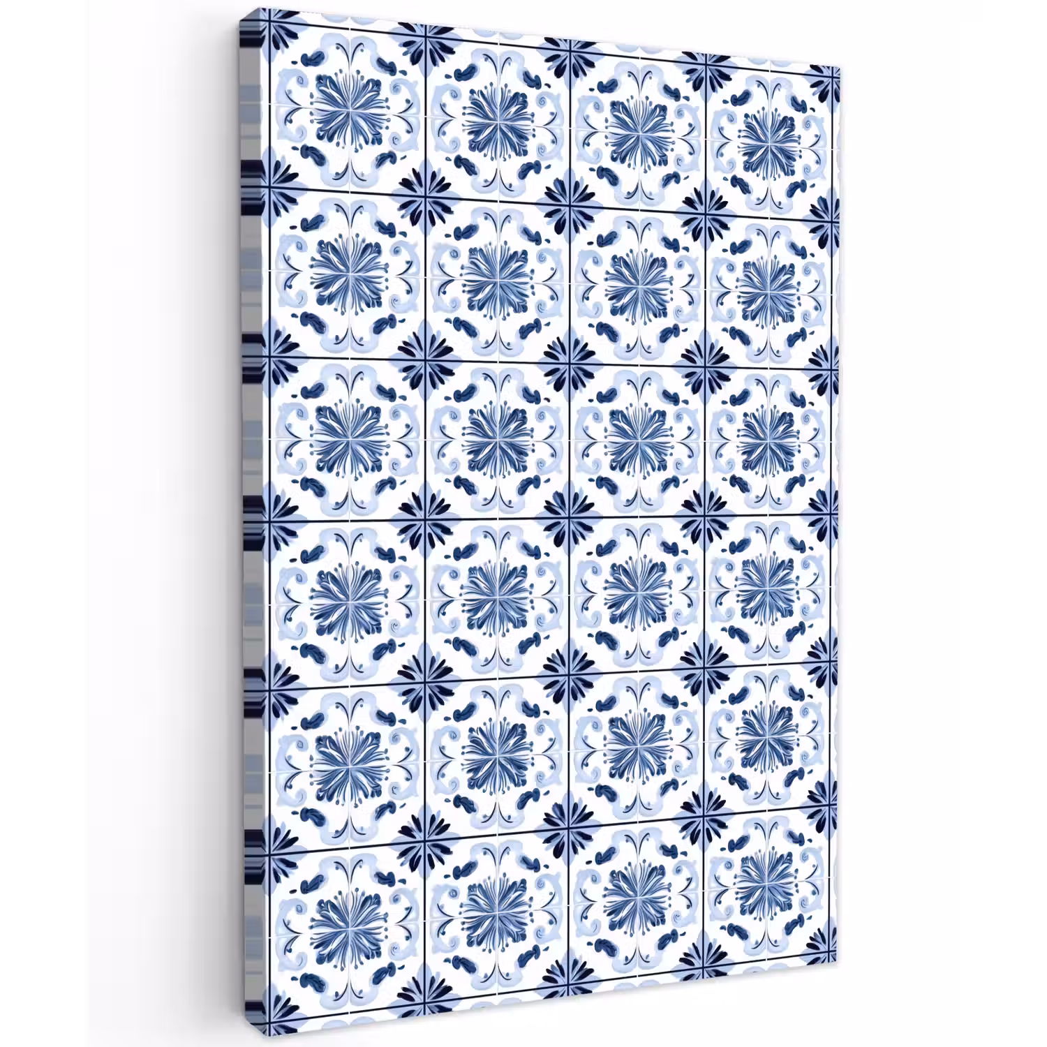 Patroon - Tegel - Blauw Tuinposter op houten frame 2 cm dik klein 841 -3d