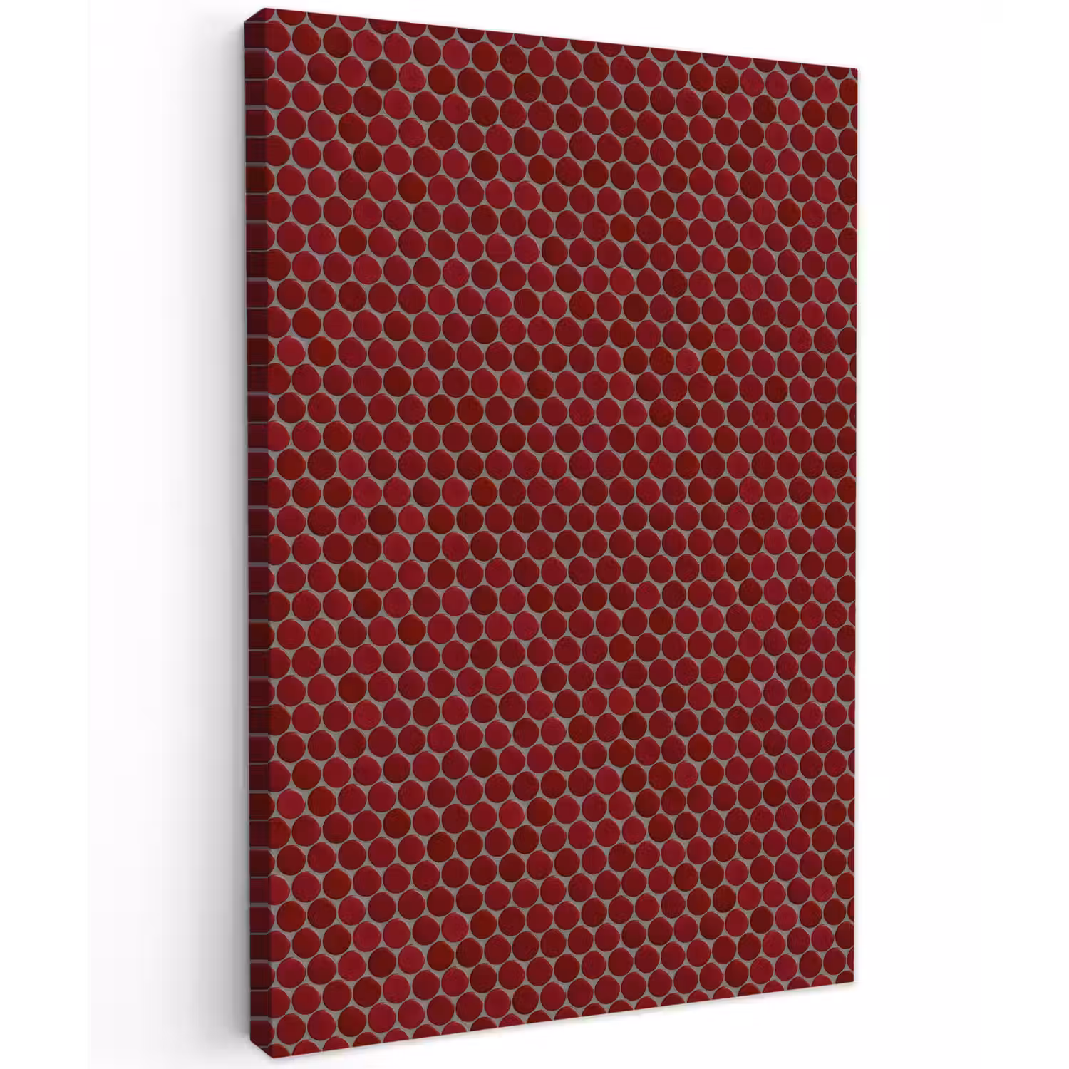Penny - Mozaïek - Rond - Rood Tuinposter op houten frame 2 cm dik klein 841 -3d