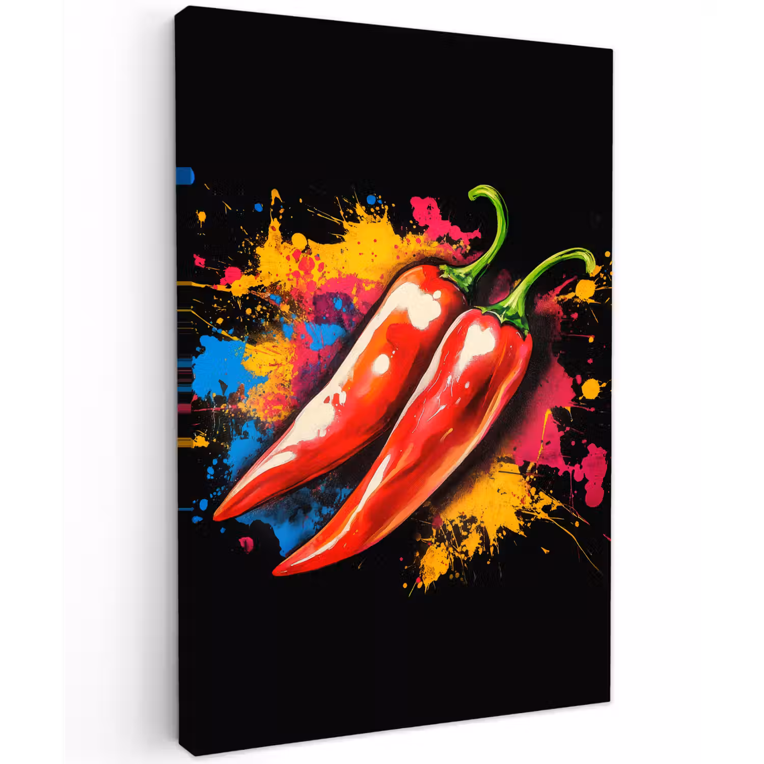 Peper - Graffiti - Verf - Abstract - Modern - Kleurrijk Tuinposter op houten frame 2 cm dik klein -3d