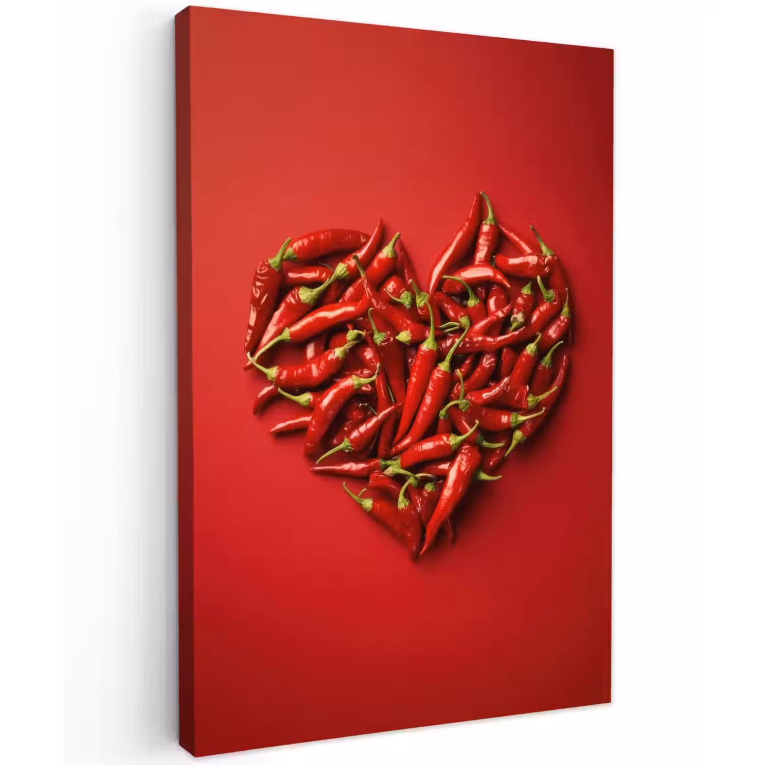 Pepers - Rood - Hart Tuinposter op houten frame 2 cm dik klein -3d