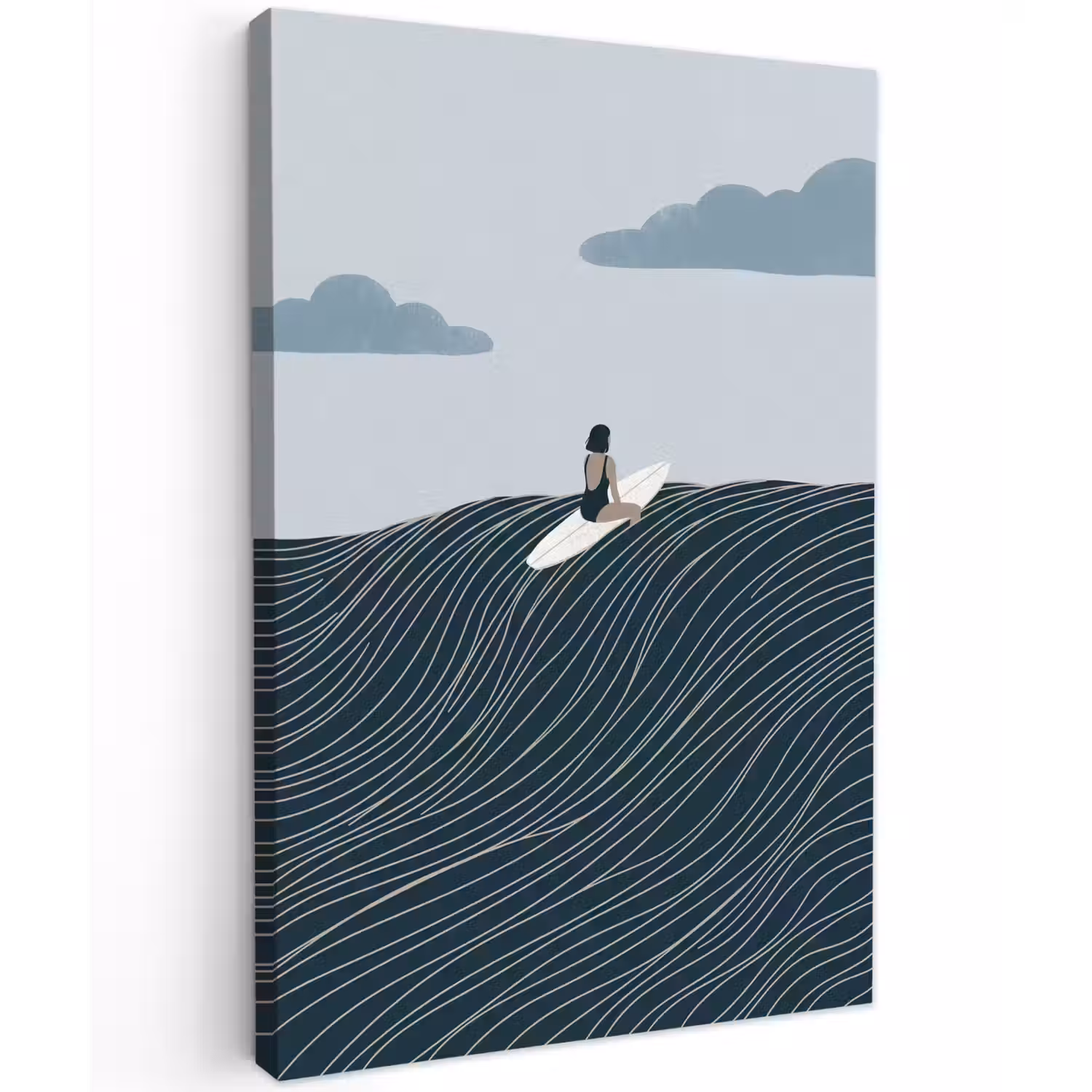 Persoon - Surfen - Oceaan - Natuur - Modern Tuinposter op houten frame 2 cm dik klein -3d