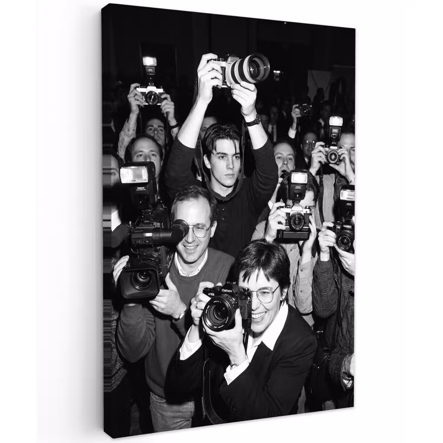 Fotografen - Menigte - Flitsers - Journalistiek Tuinposter op houten frame 2 cm dik klein -3d