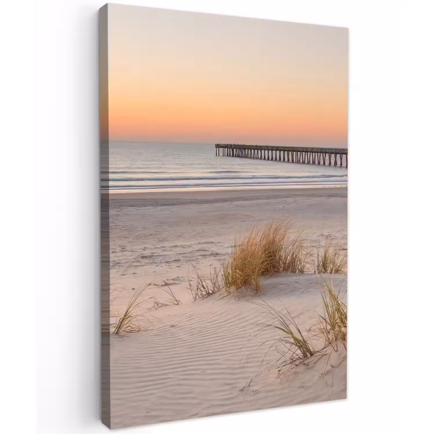 Pier - Zonsondergang - Strand Tuinposter op houten frame 2 cm dik klein -3d