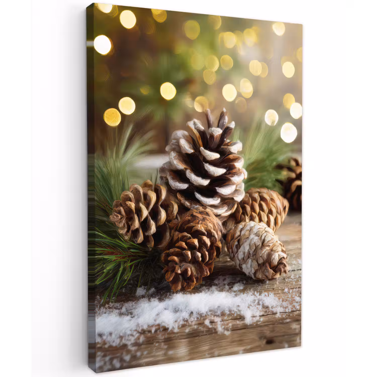 Dennenappels - Kerstsfeer - Bruin - Groen Tuinposter op houten frame 2 cm dik klein -3d