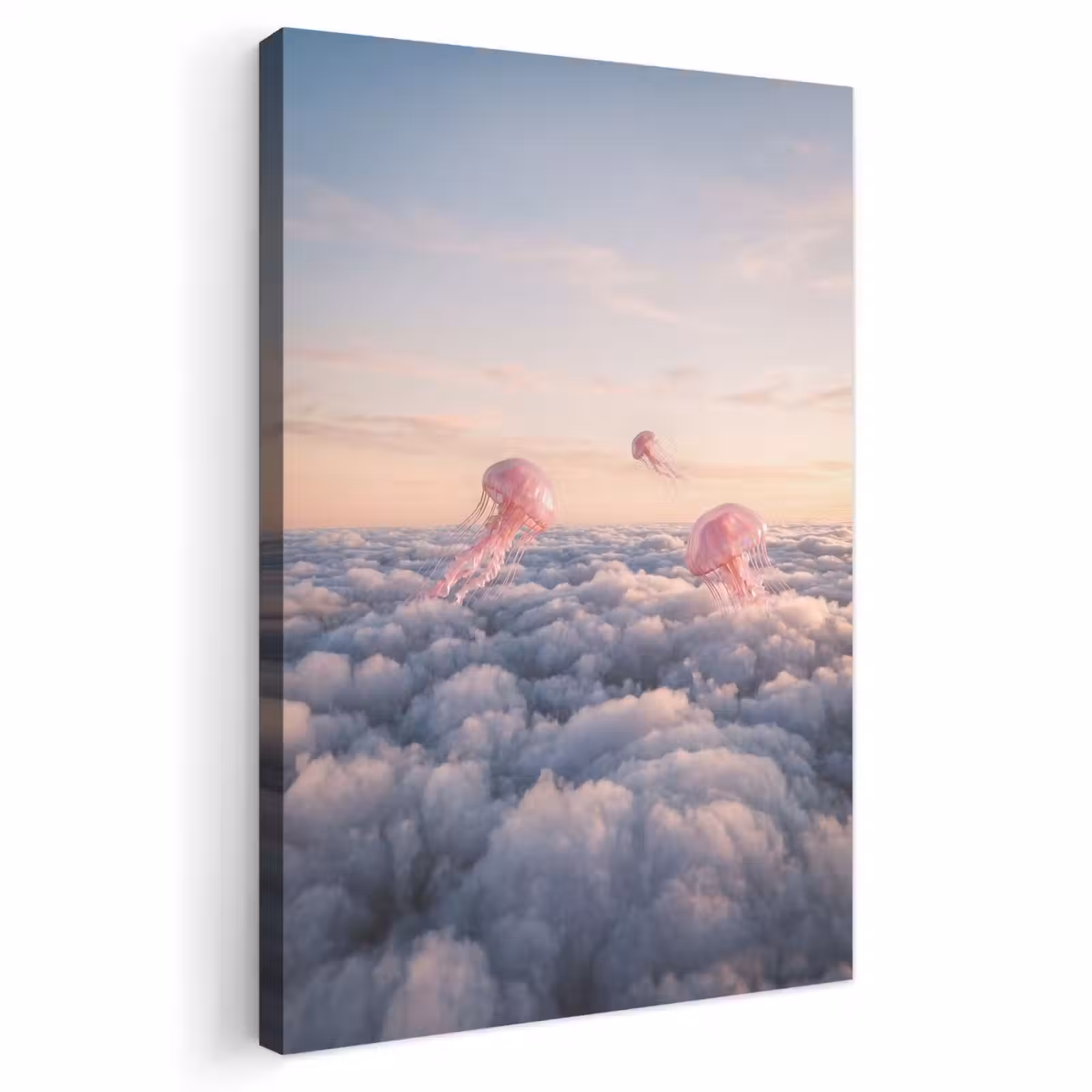 Outdoor Canvas Print - Pink Animal - Clouds - Roze dier - Wolken Tuinposter op houten frame 2 cm dik klein