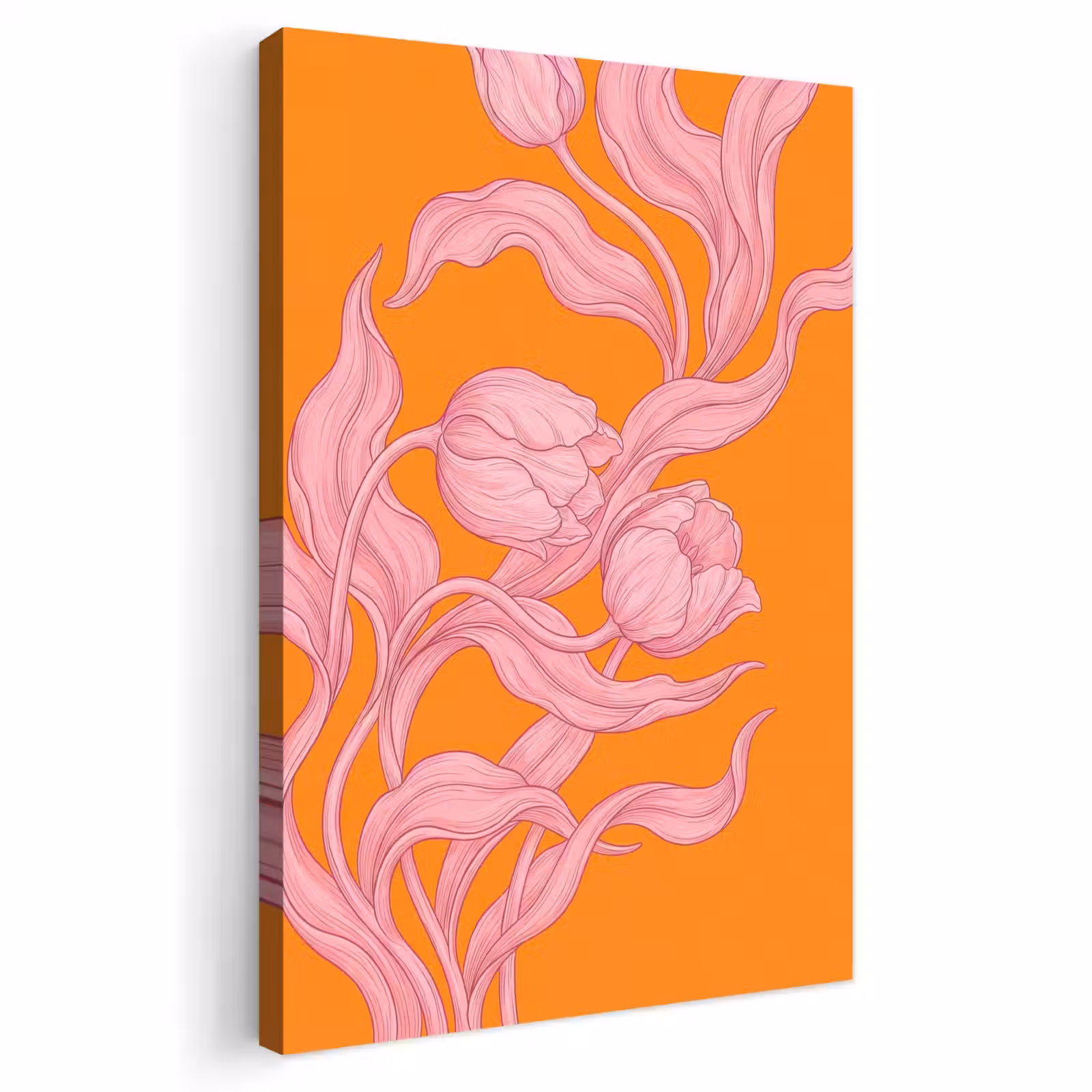 Outdoor Canvas Print - Pink Flowers - Modern - Roze bloemen - Modern Tuinposter op houten frame 2 cm dik klein