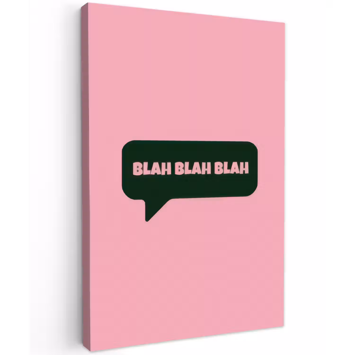 Roze - Tekstwolk - Groen - BLAH BLAH BLAH Tuinposter op houten frame 2 cm dik klein -3d