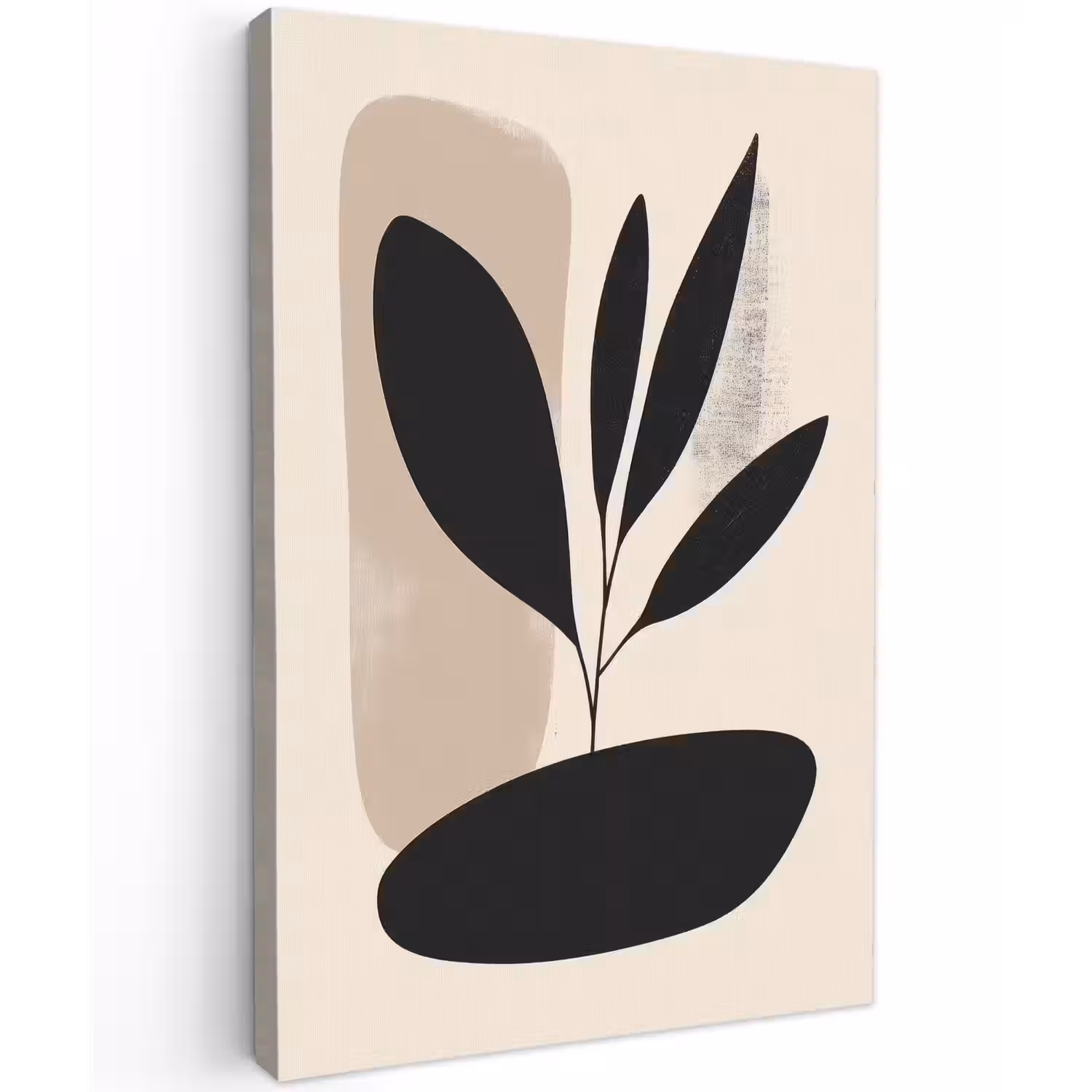 Plant - Beige - Japandi Tuinposter op houten frame 2 cm dik klein -3d