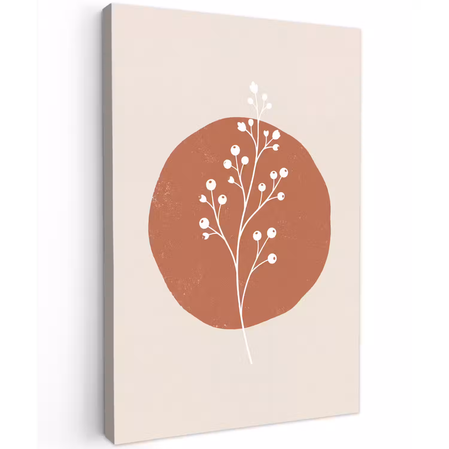 Plant - Tak - Abstract - Modern - Wit Tuinposter op houten frame 2 cm dik klein -3d