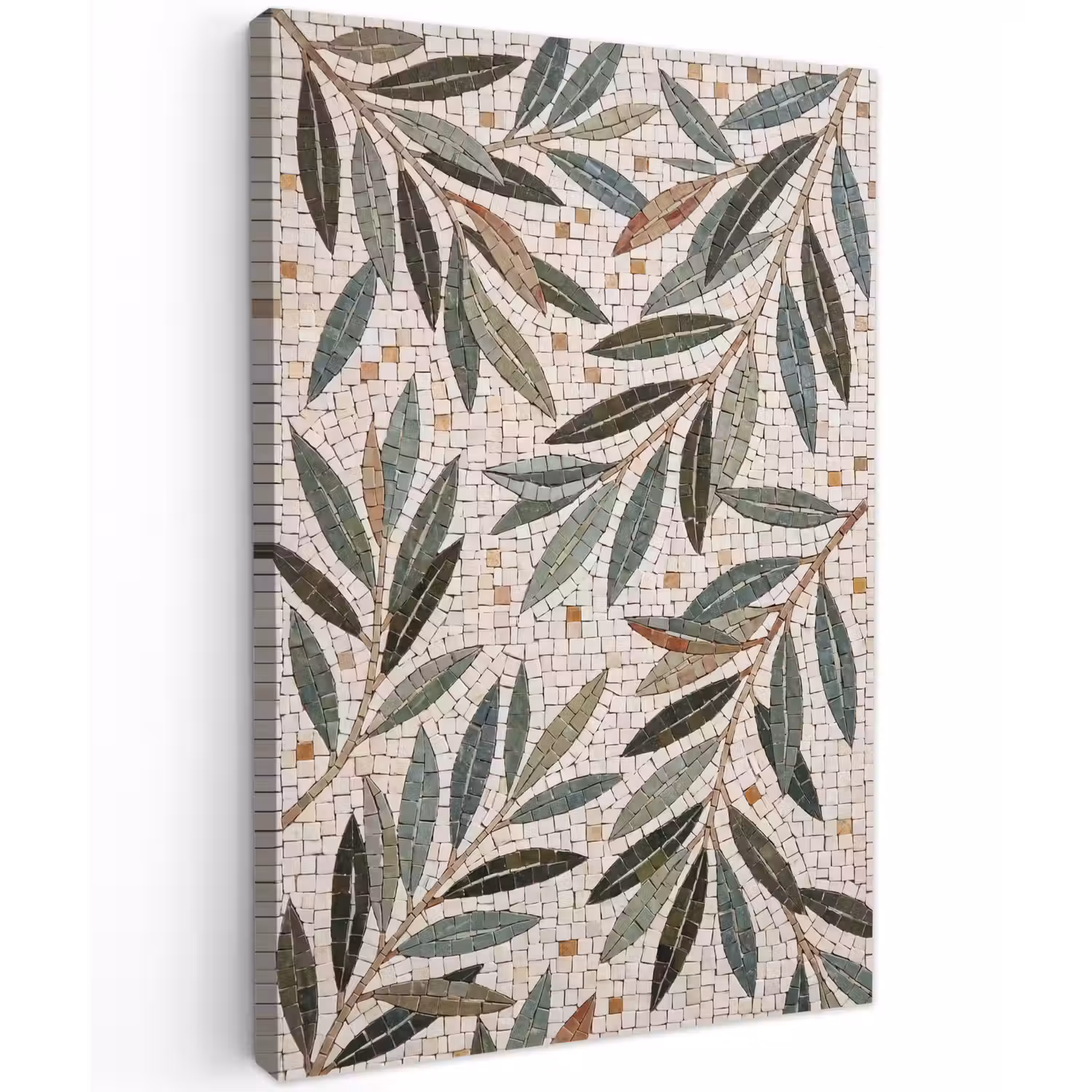 Plant - Blad - Mozaïek - Groen Tuinposter op houten frame 2 cm dik klein -3d