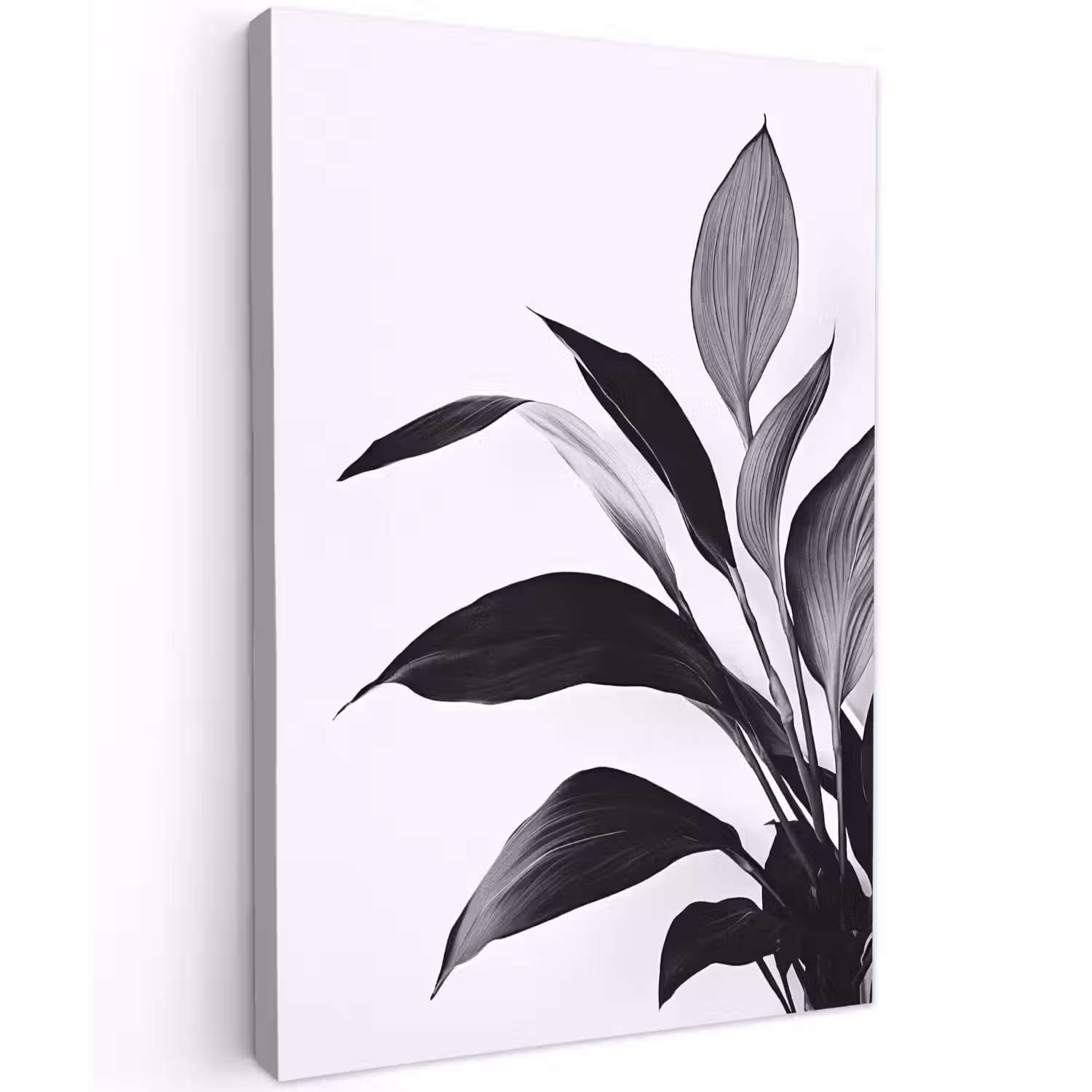 Plant - Bladeren - Minimalistisch - Zwart Tuinposter op houten frame 2 cm dik klein -3d