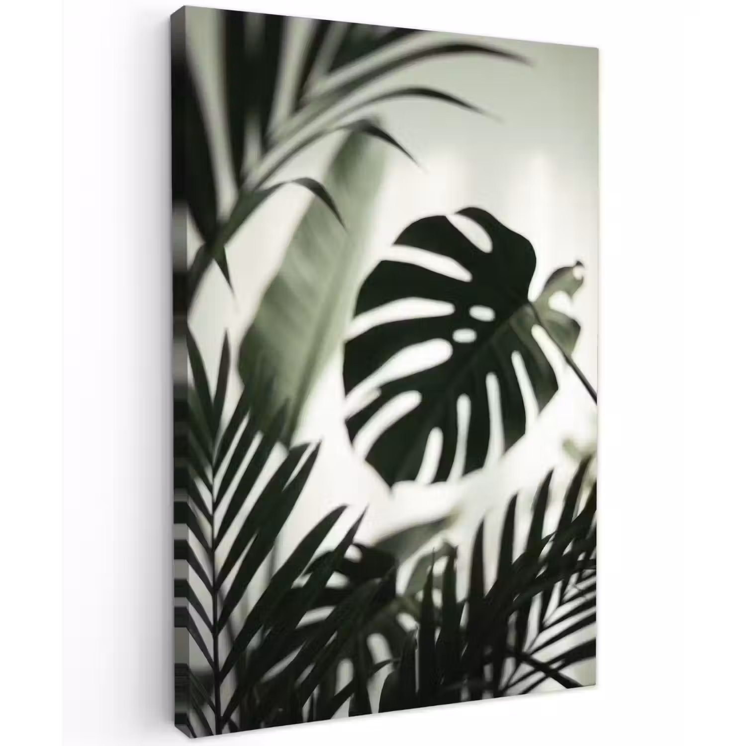 Planten - Bladeren - Natuur - Minimalistisch - Groen Tuinposter op houten frame 2 cm dik klein -3d