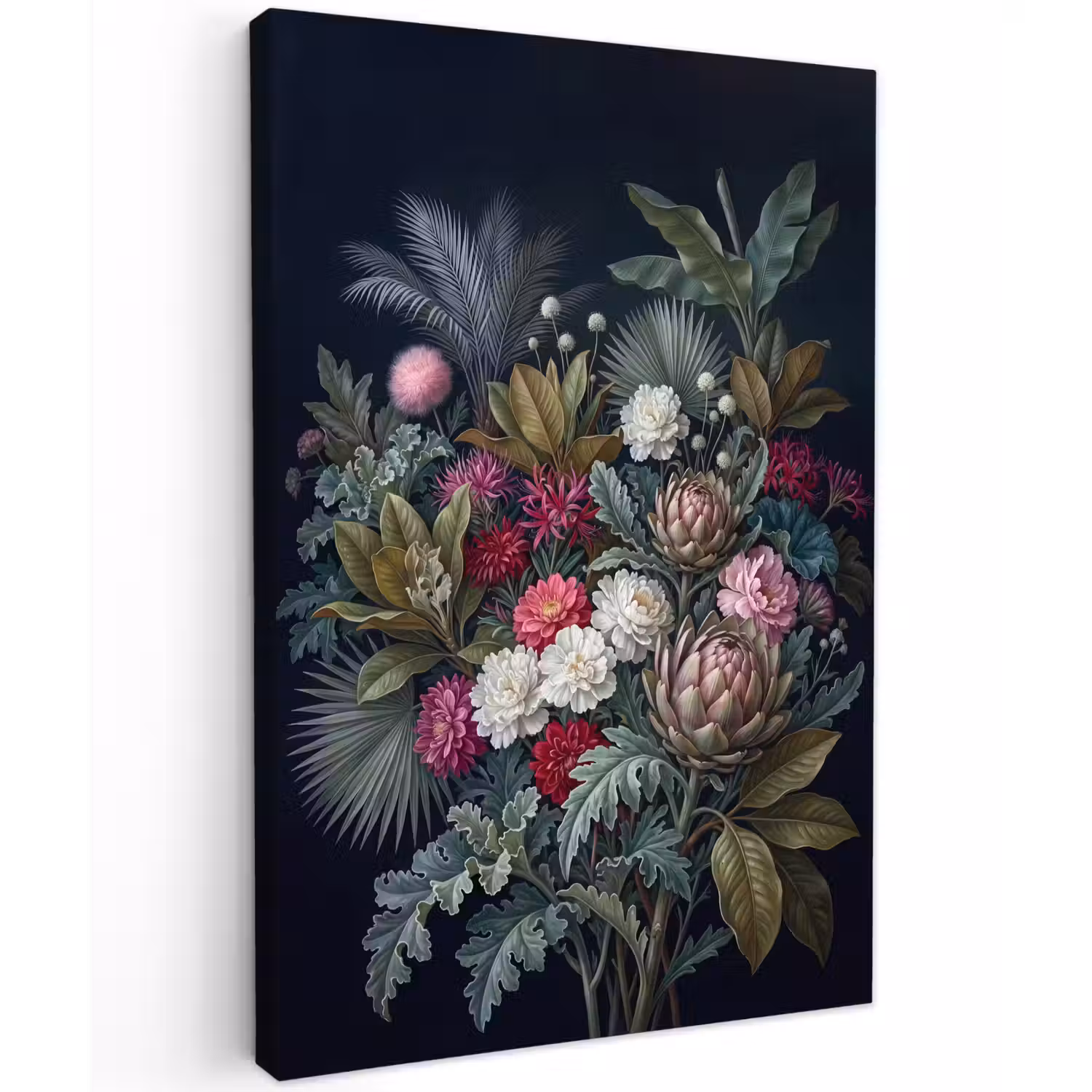 Planten - Tropisch - Botanisch - Donker - Groen Tuinposter op houten frame 2 cm dik klein -3d