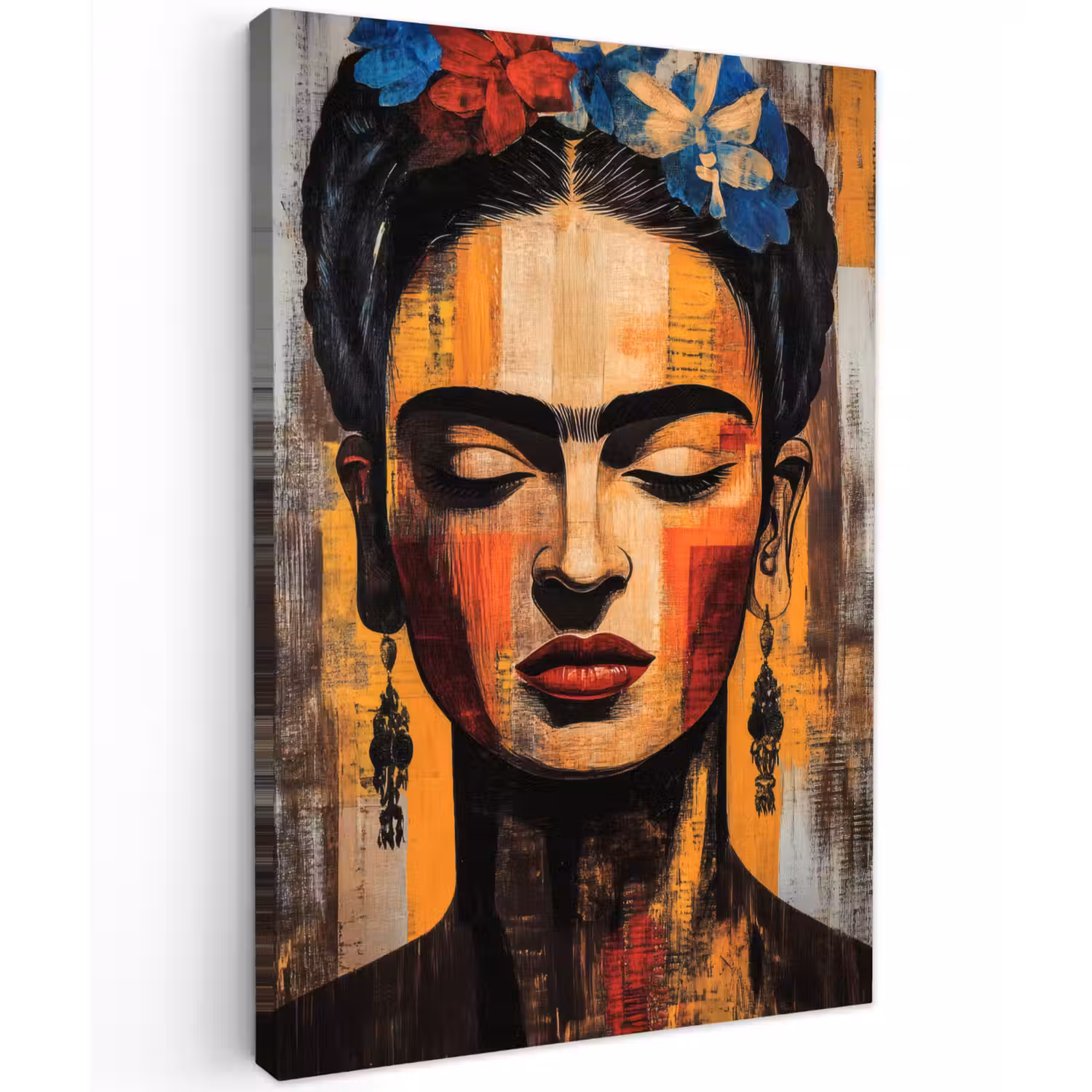 Portret - Vrouw - Bloemen Tuinposter op houten frame 2 cm dik klein -3d