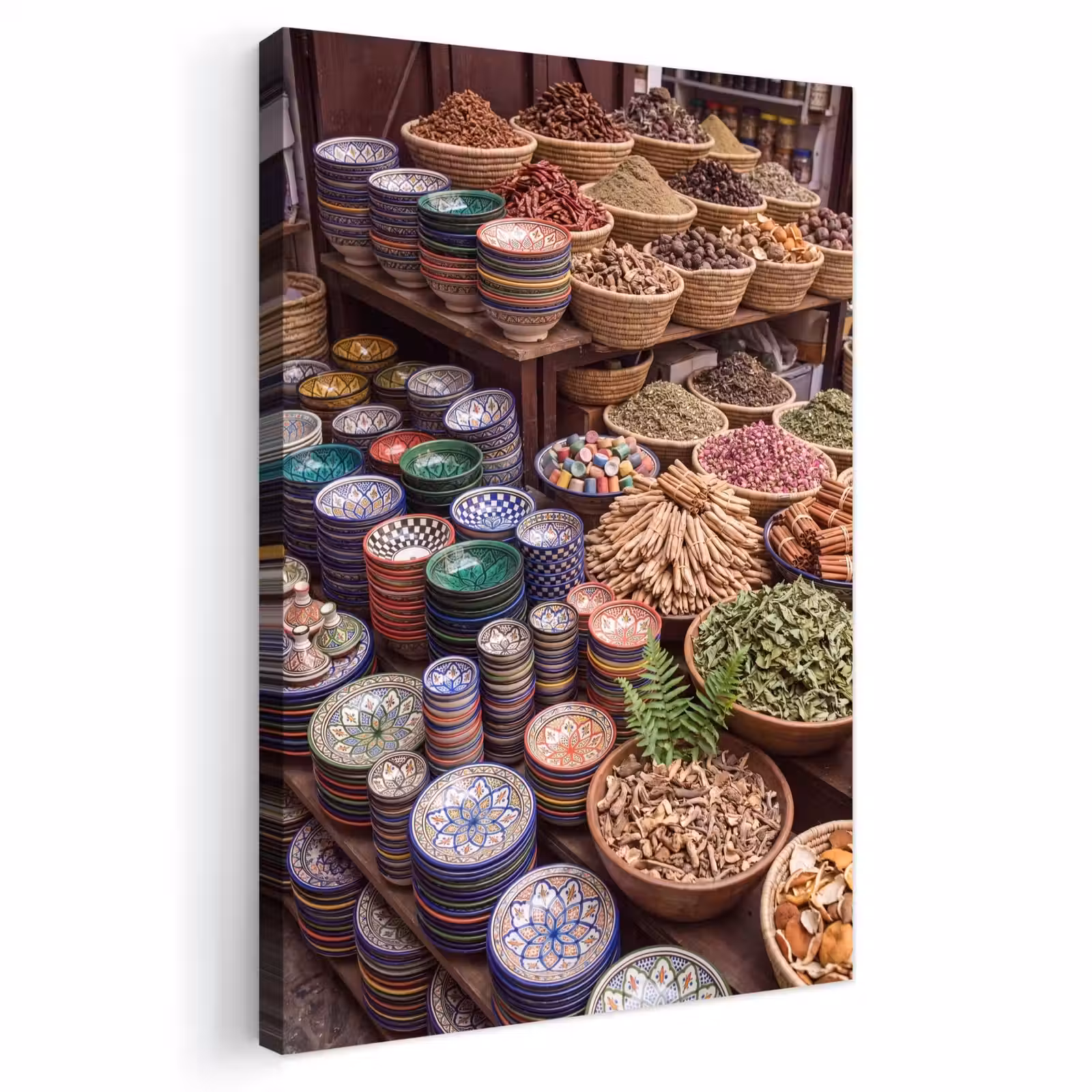 Outdoor Canvas Print - Pottery - Oriental - Colorful - Aardewerk - Oosters - Kleurrijk Tuinposter op houten frame 2 cm dik klein