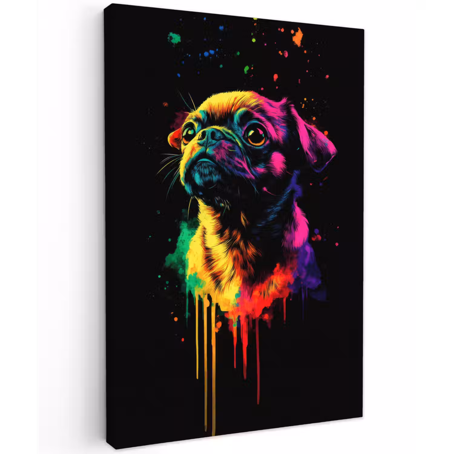 Puck - Hond - Verf - Kleuren Tuinposter op houten frame 2 cm dik klein -3d