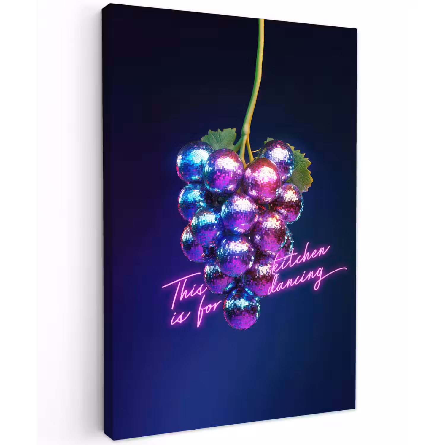 Quote - Neon - Disco - Druiven Tuinposter op houten frame 2 cm dik klein -3d