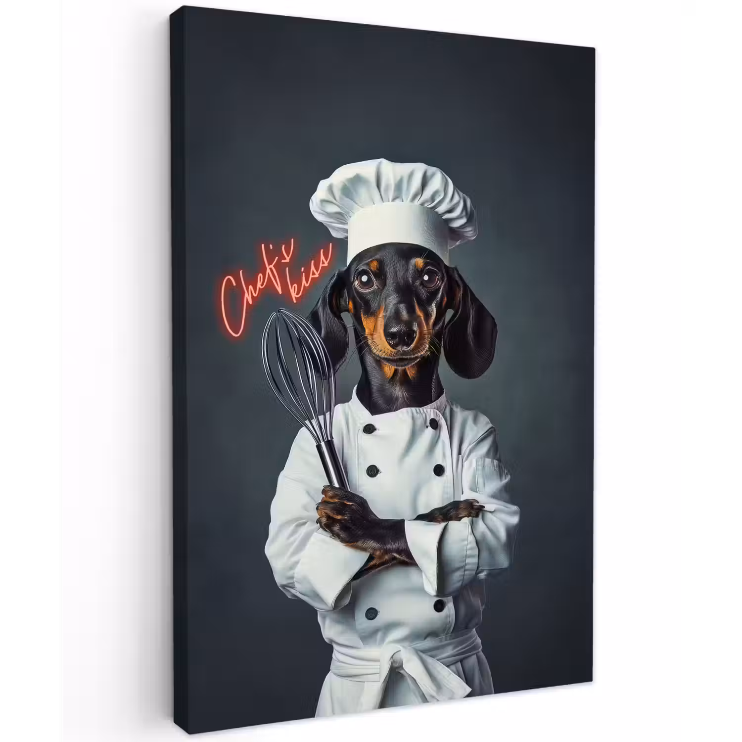 Quote - Neon - Hond - Kokskleding Tuinposter op houten frame 2 cm dik klein -3d