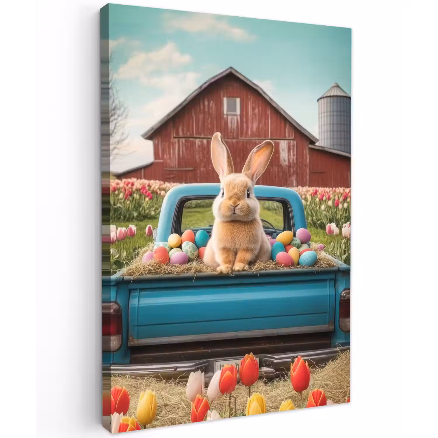Konijn - Boerderij - Eieren Tuinposter op houten frame 2 cm dik klein -3d