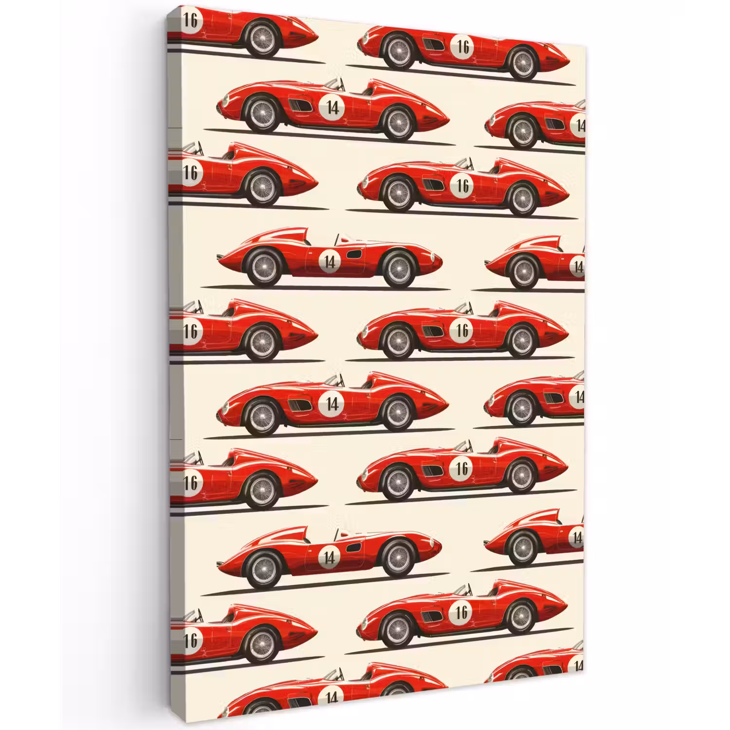 Raceauto - Retro - Rood Tuinposter op houten frame 2 cm dik klein 841 -3d