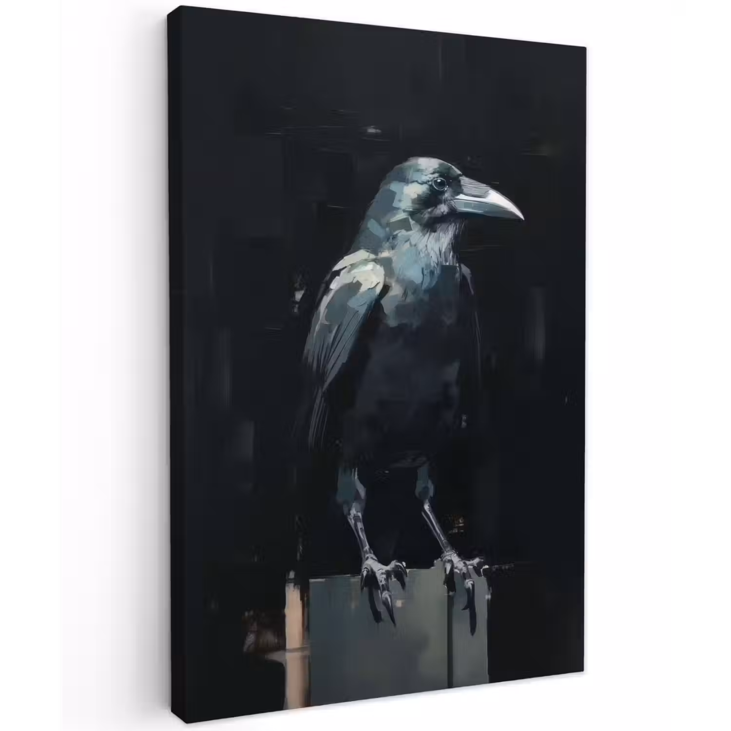Raaf - Vogels - Zwart Tuinposter op houten frame 2 cm dik klein -3d