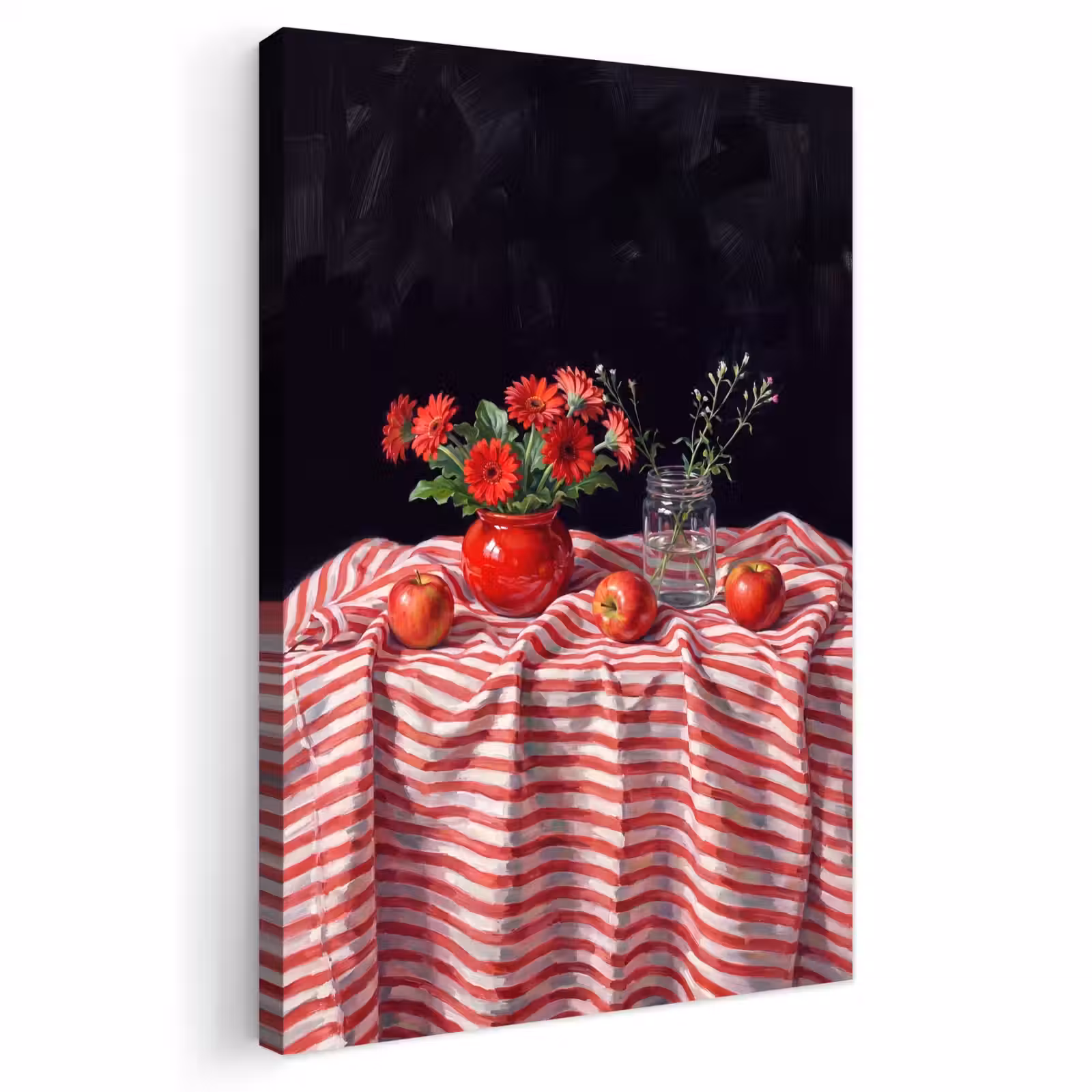 Outdoor Canvas Print - Red Flowers - Vase - Rode bloemen - Vaas Tuinposter op houten frame 2 cm dik klein