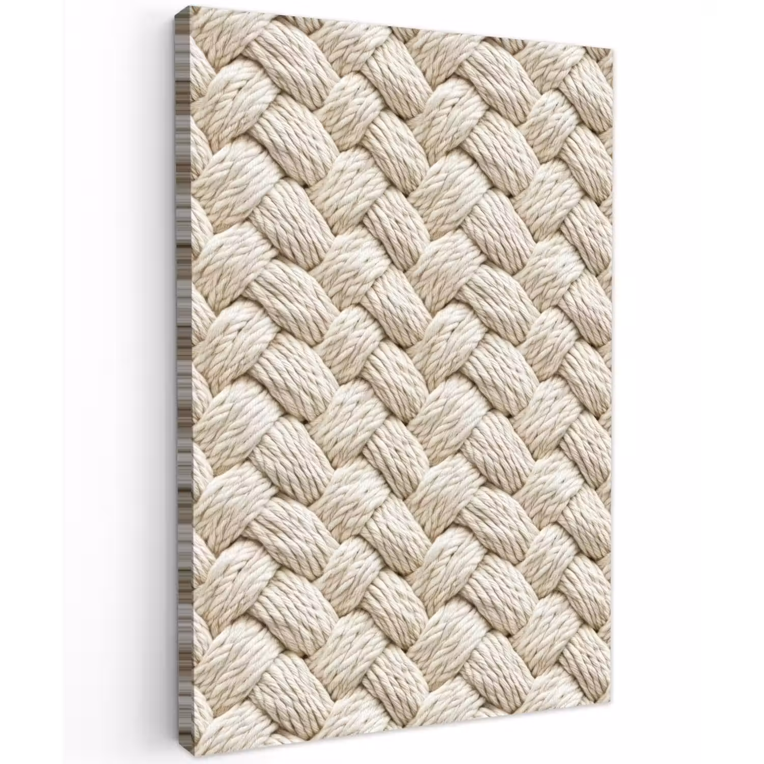 Touw - Gebreid - Beige Tuinposter op houten frame 2 cm dik klein 841 -3d