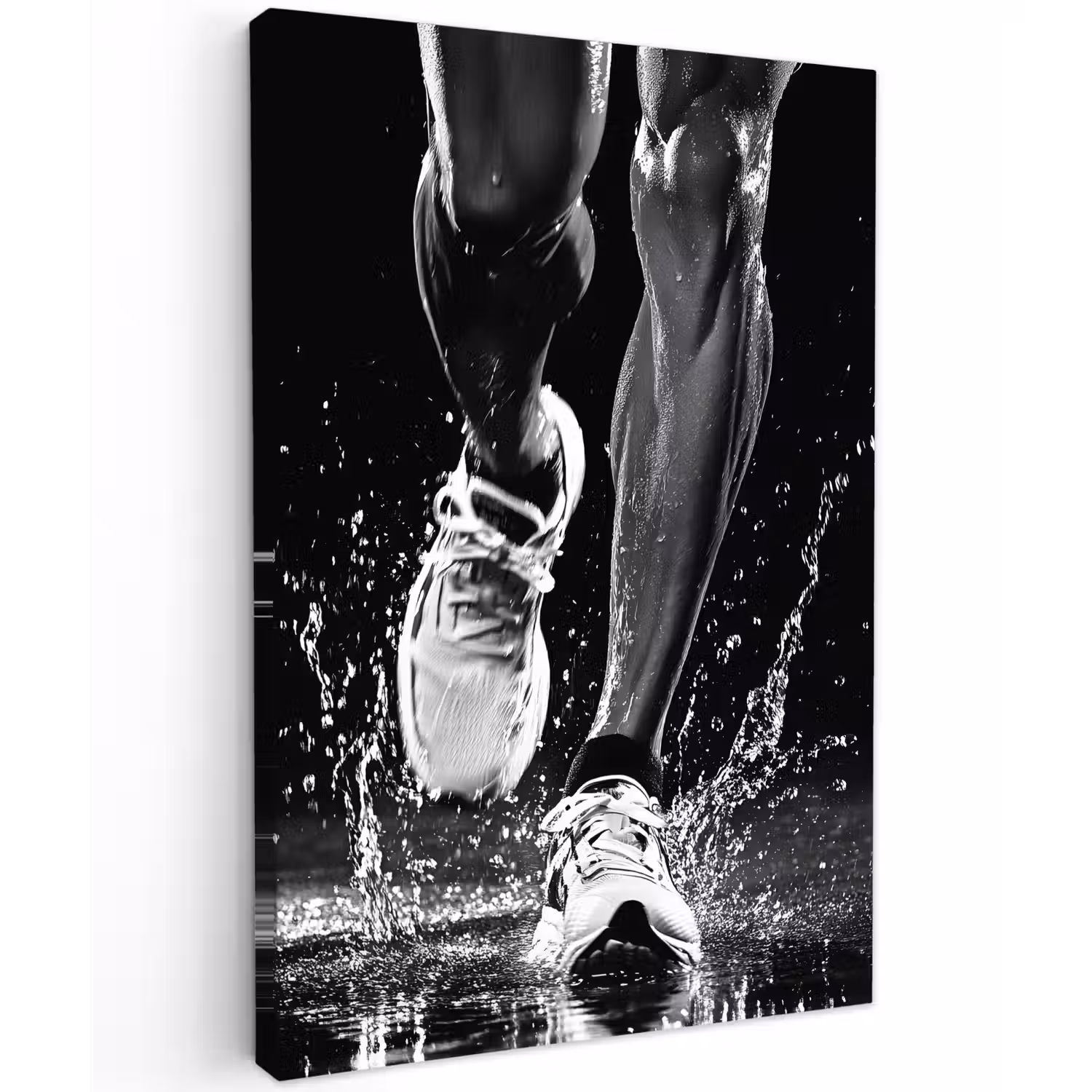Hardloopschoenen - Rennen - Druppels - Zwart Tuinposter op houten frame 2 cm dik klein -3d