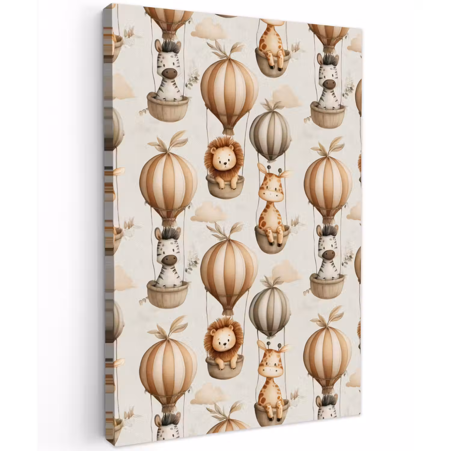 Safari - Luchtballonen - Taupe Tuinposter op houten frame 2 cm dik klein 841 -3d