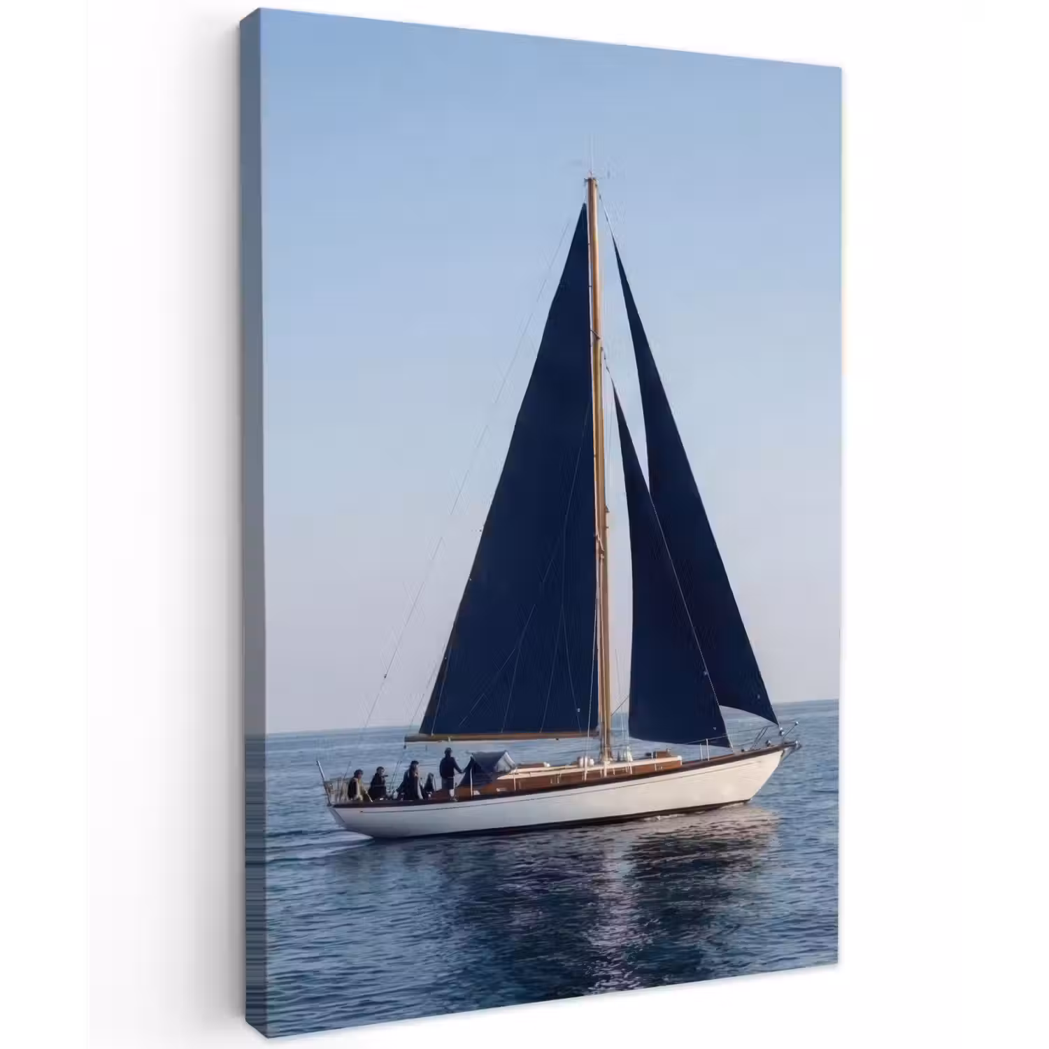 Zeilboot - Zee - Blauw Tuinposter op houten frame 2 cm dik klein -3d