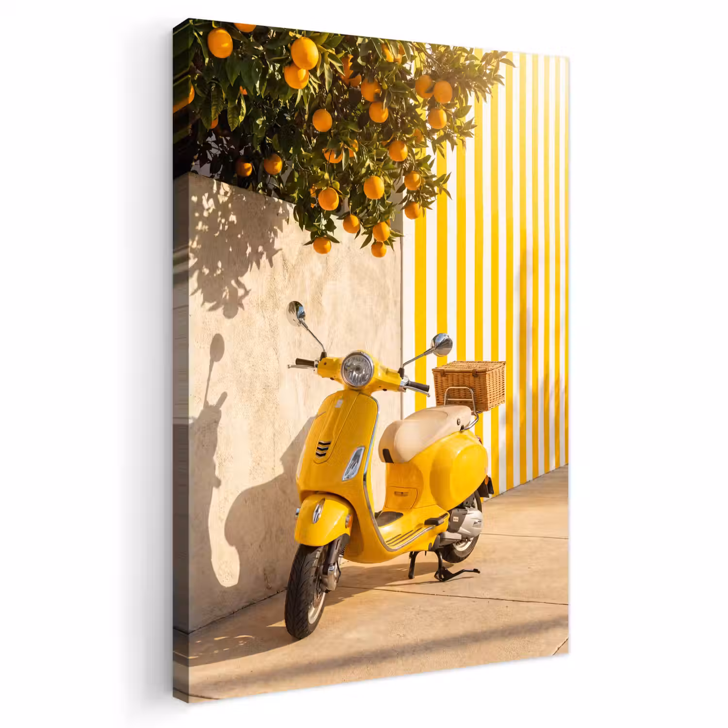 Scooter - Natuur - Zomer - Geel - Mediterraan Tuinposter op houten frame 2 cm dik klein -3d
