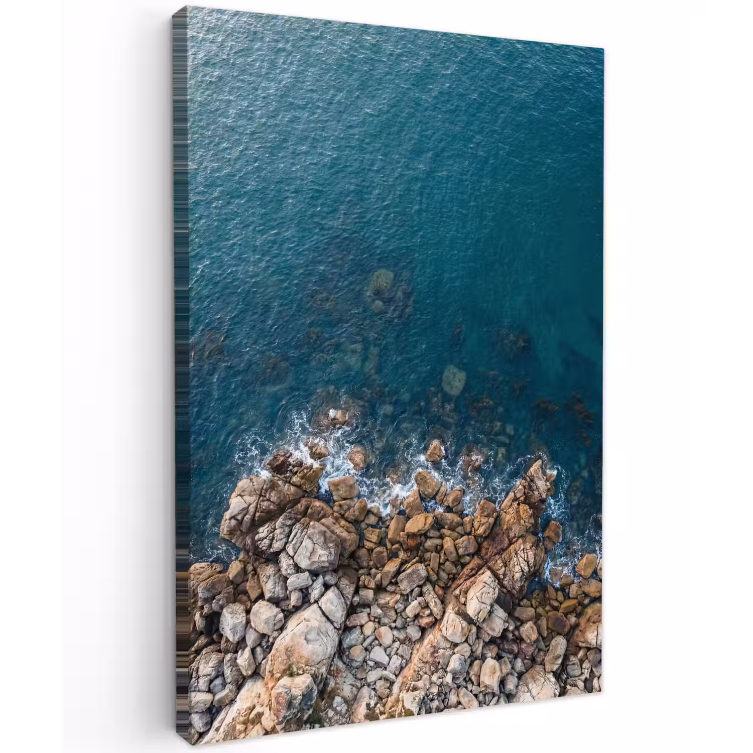 Zee - Kustlijn - Natuur - Abstract - Blauw Tuinposter op houten frame 2 cm dik klein -3d