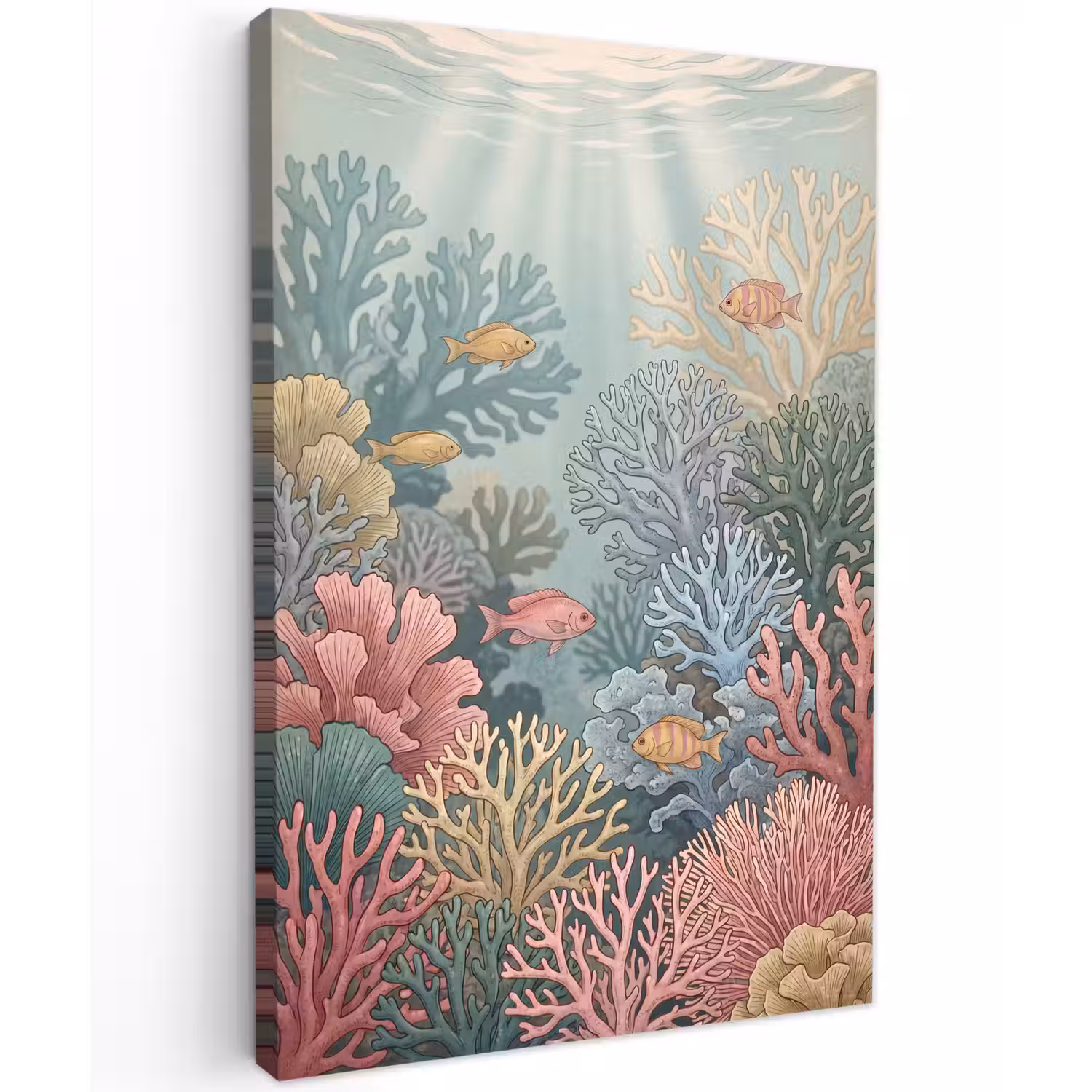 Zee - Koraal - Vis - Natuur - Kleurrijk Tuinposter op houten frame 2 cm dik klein -3d