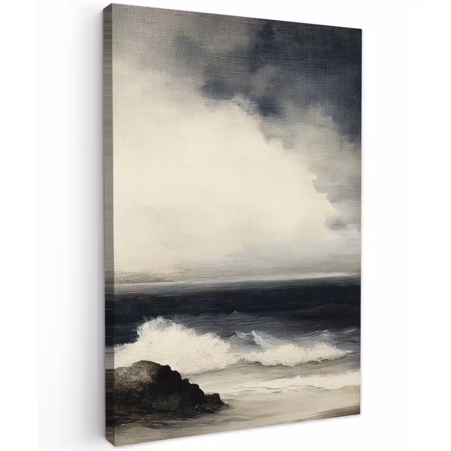 Zee - Rotsen - Storm Tuinposter op houten frame 2 cm dik klein -3d