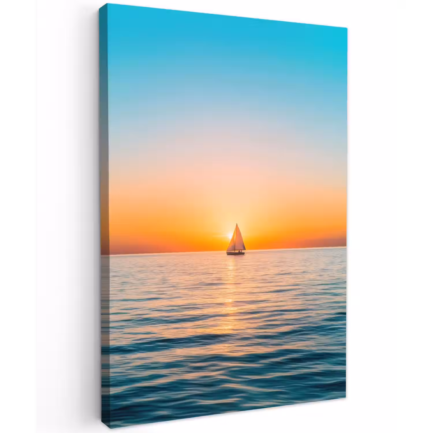 Zee - Zeilboot - Zonsondergang Tuinposter op houten frame 2 cm dik klein -3d